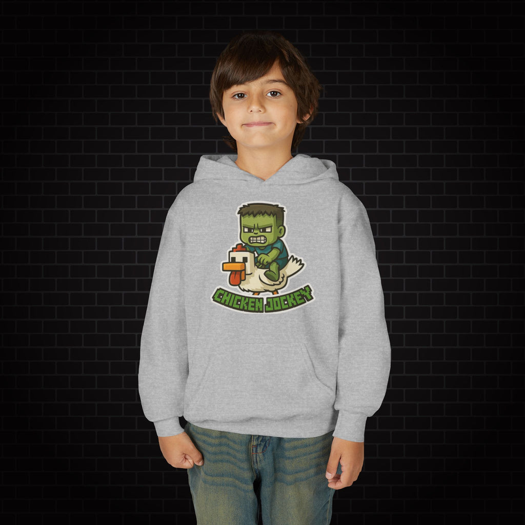 Youth Hoodie — "Chicken Jockey" Minecraft Kids Hooded Sweatshirt