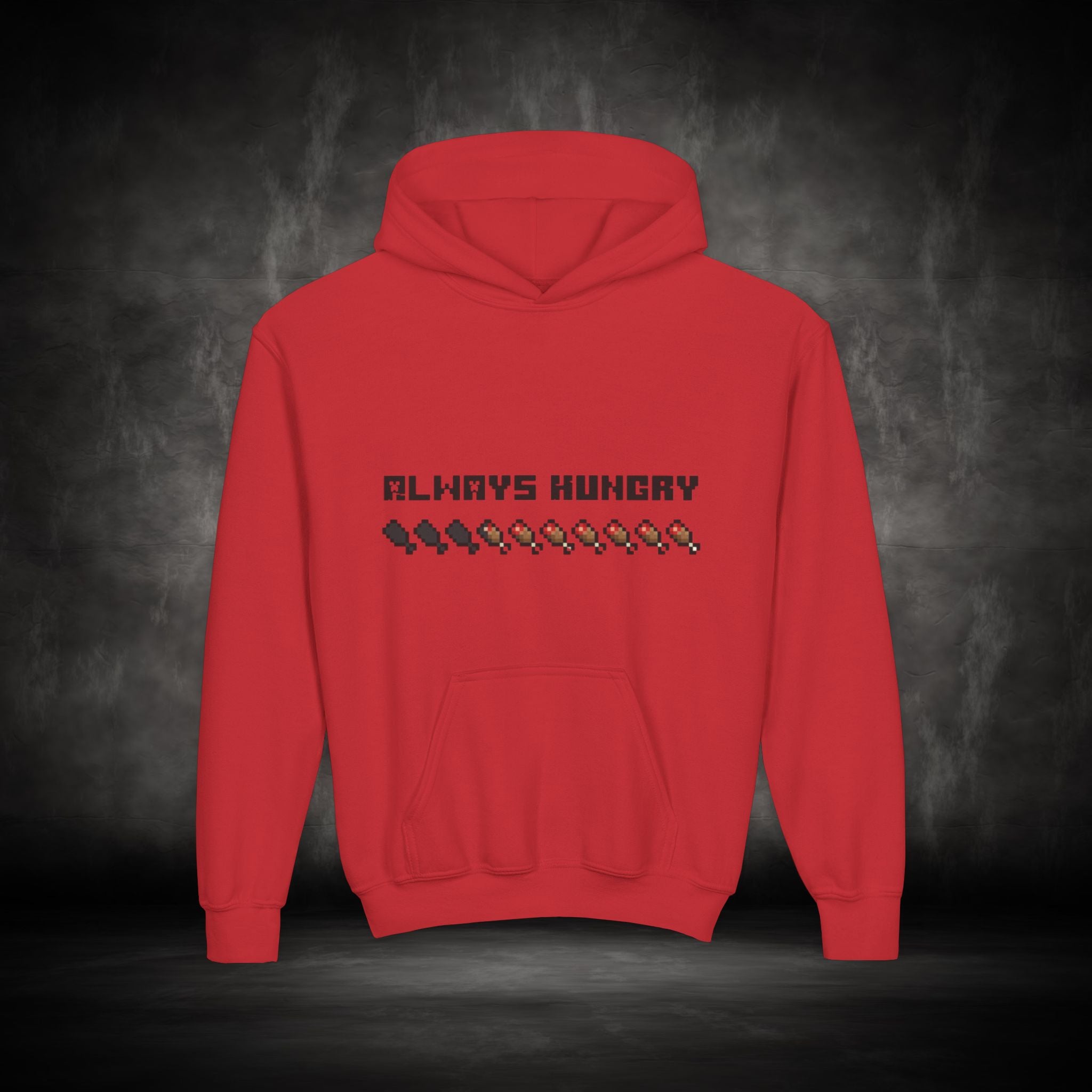 Youth Hoodie - "Always Hungry" Minecraft Hunger Bar