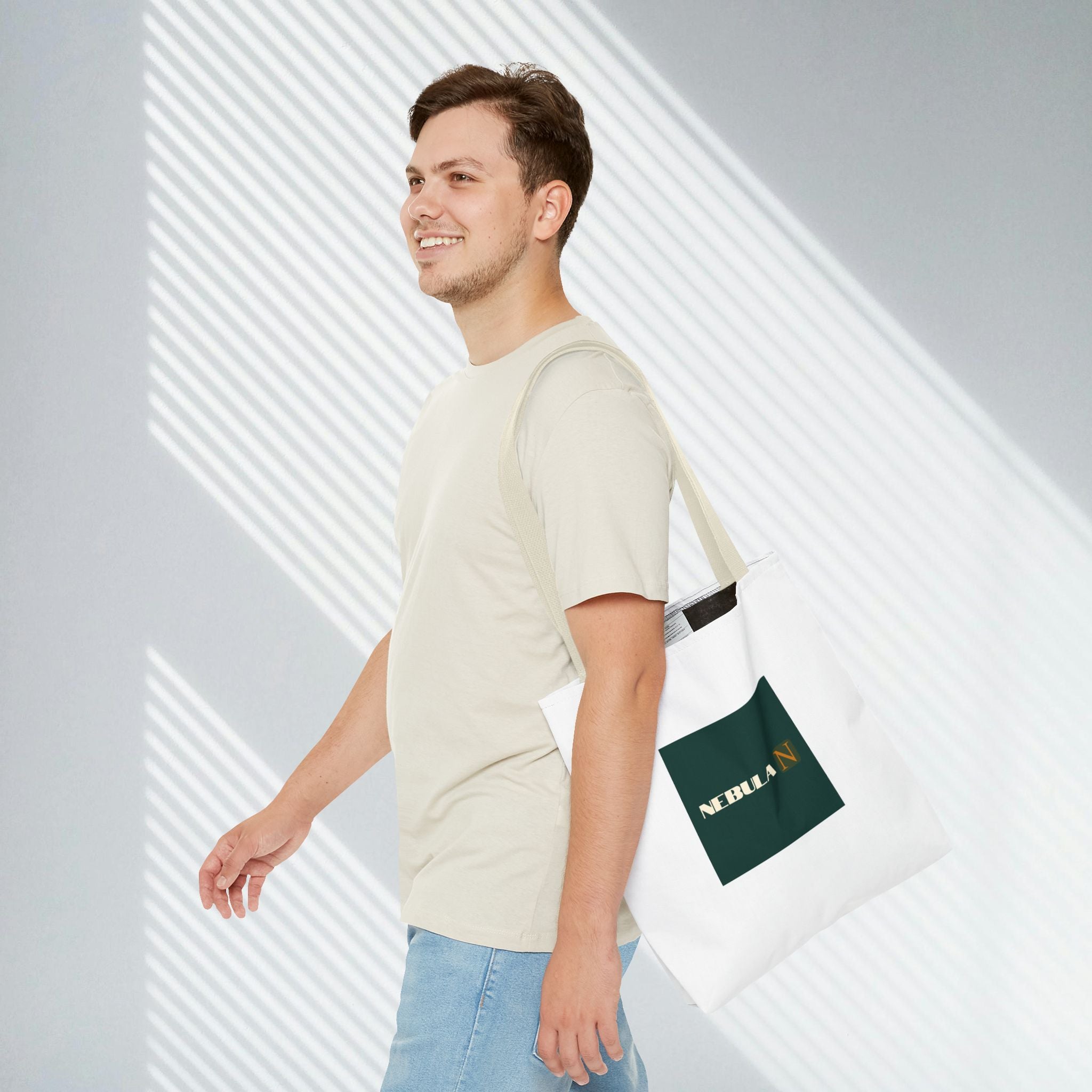 Nebula Line Tote Bag — Green Square Monogram Eco Tote