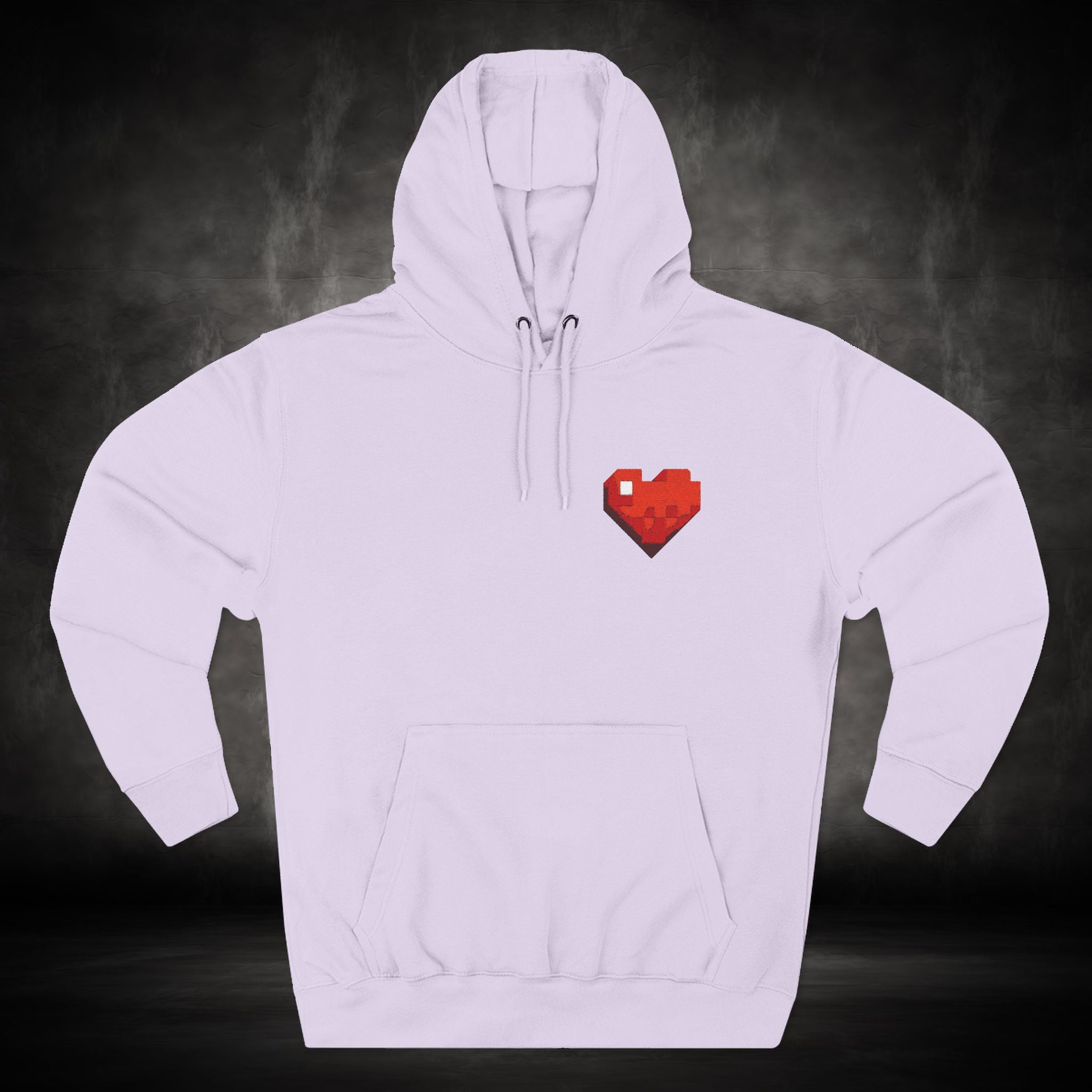 Three-Panel Fleece Hoodie with Embroidered Heart