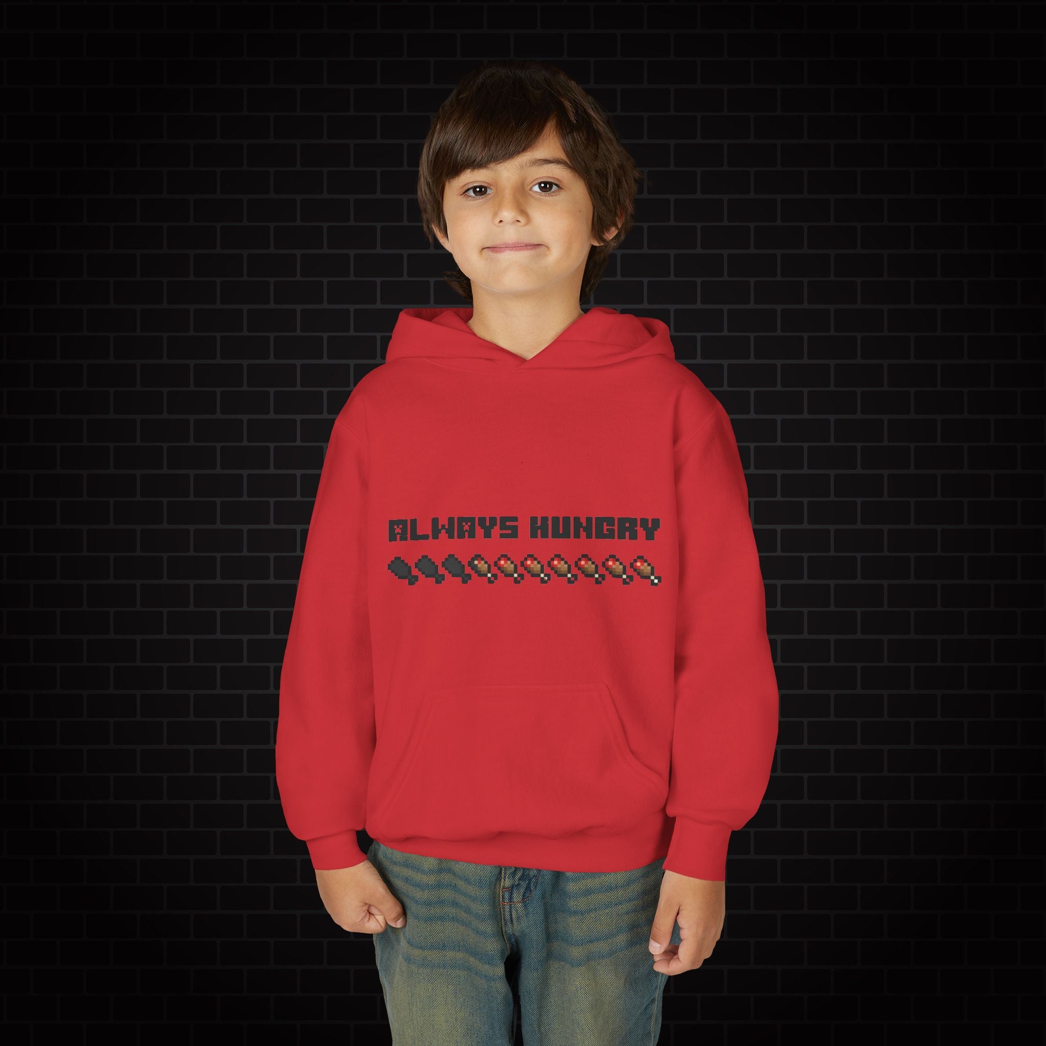 Youth Hoodie - "Always Hungry" Minecraft Hunger Bar