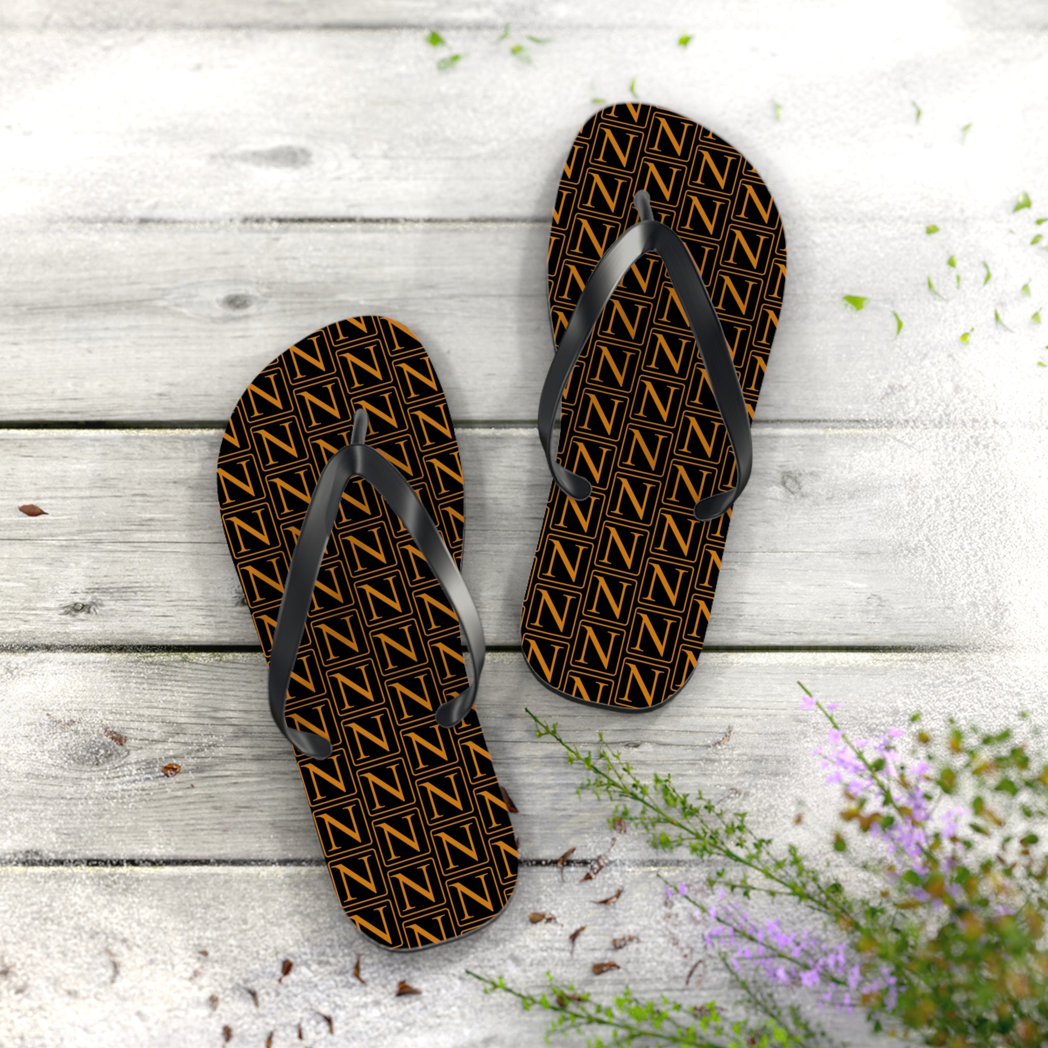 Nebula Line Limited Edition Black and Gold Flip Flops