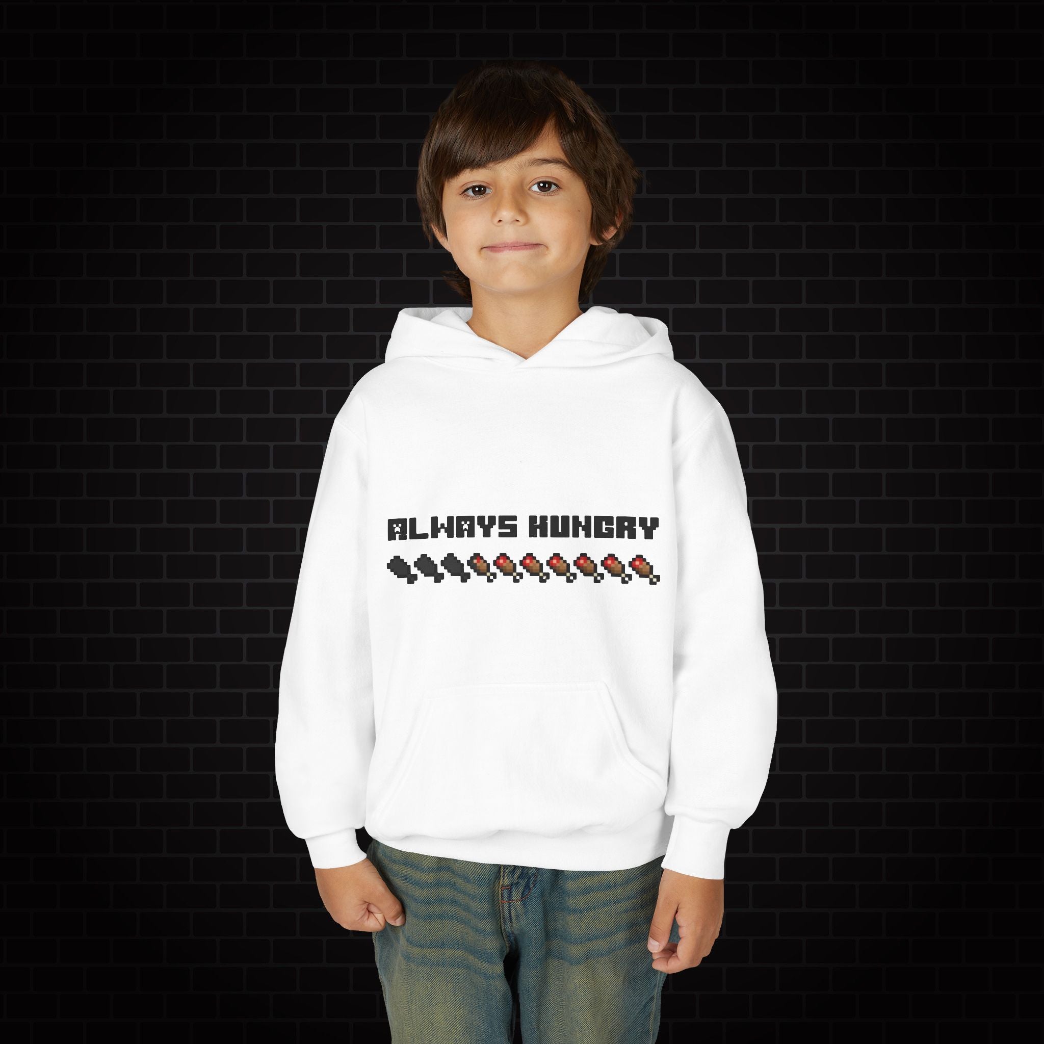 Youth Hoodie - "Always Hungry" Minecraft Hunger Bar