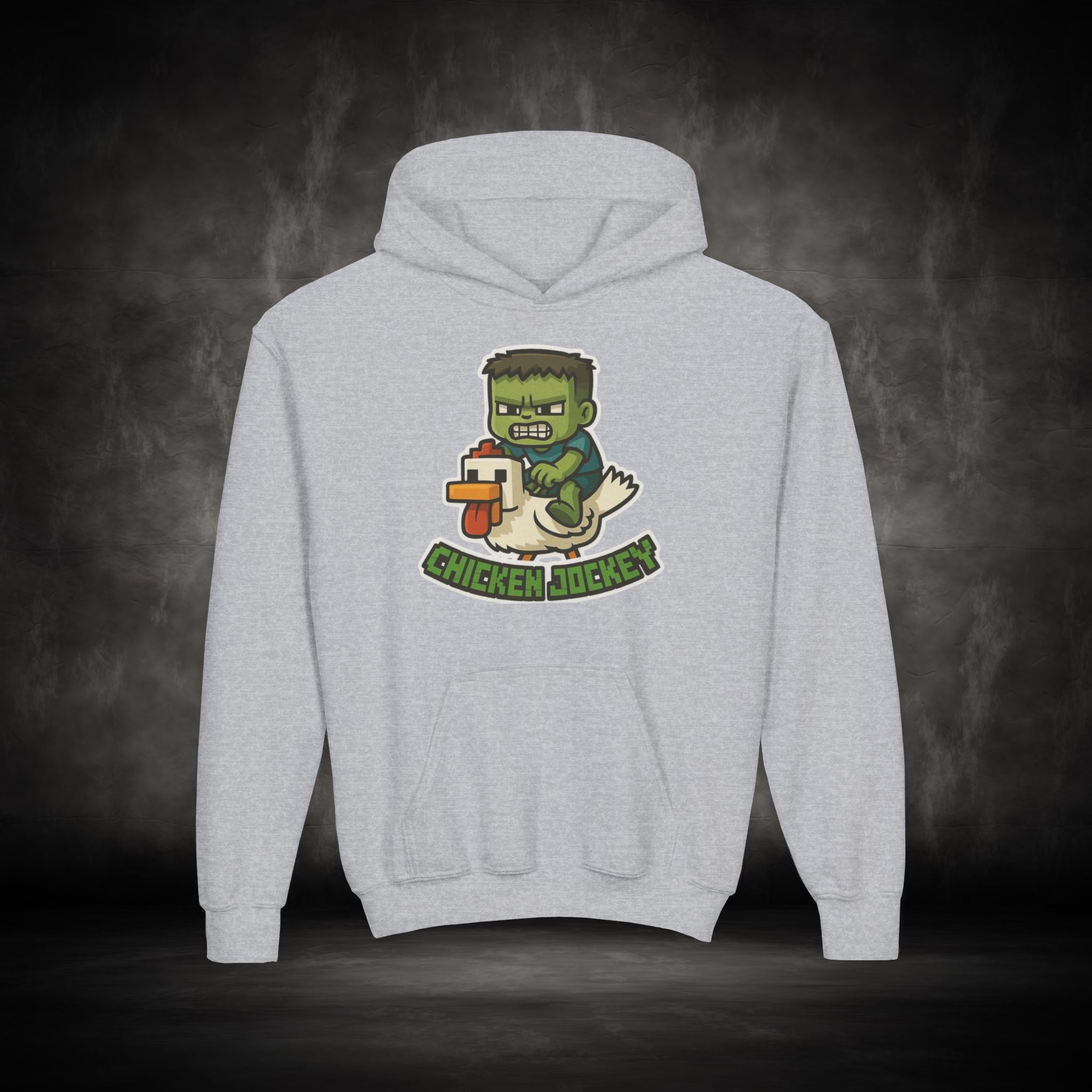 Youth Hoodie — "Chicken Jockey" Minecraft Kids Hooded Sweatshirt