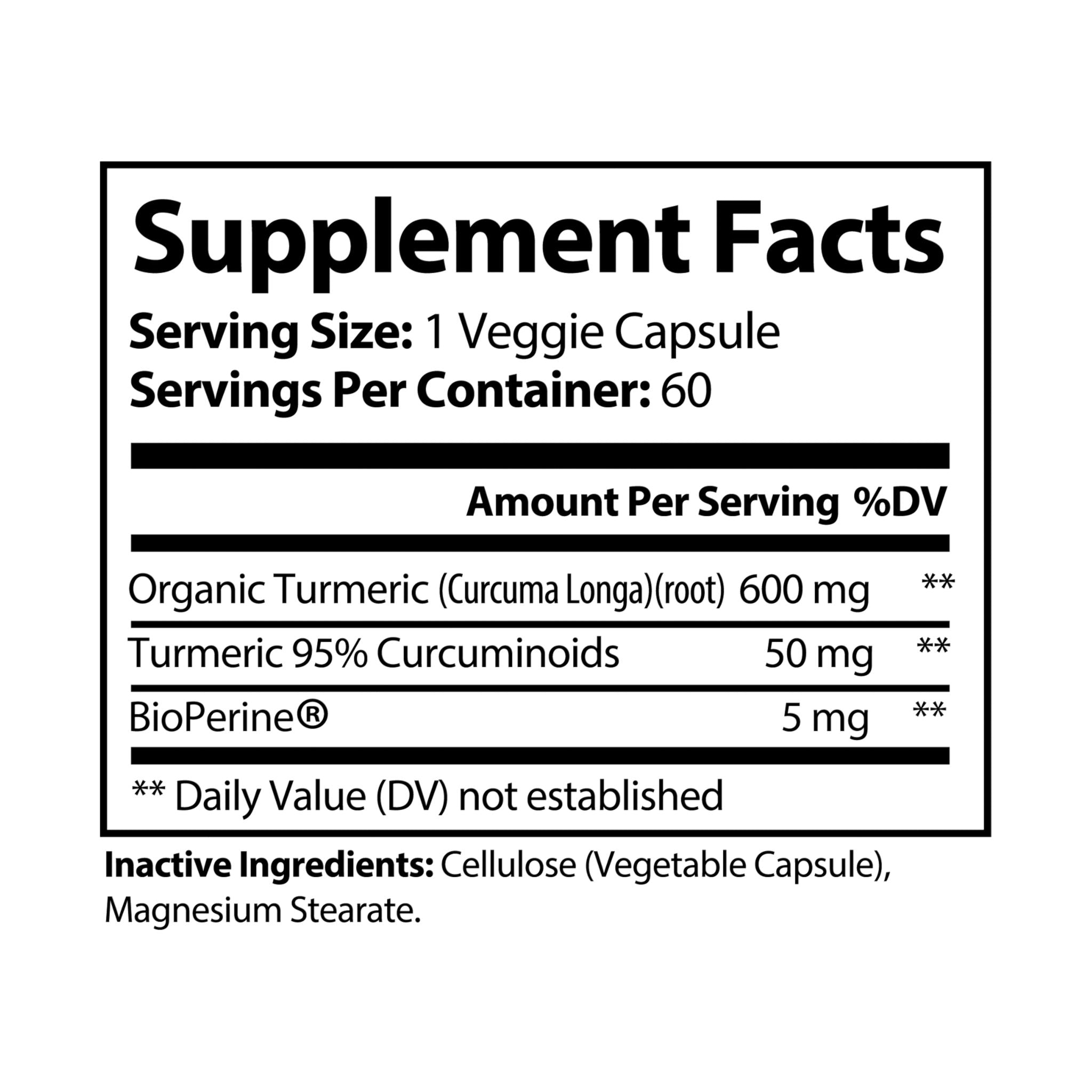 Nebula Turmeric with BioPerine® (Black Pepper Fruit Extract) Supplement (60 Capsules)