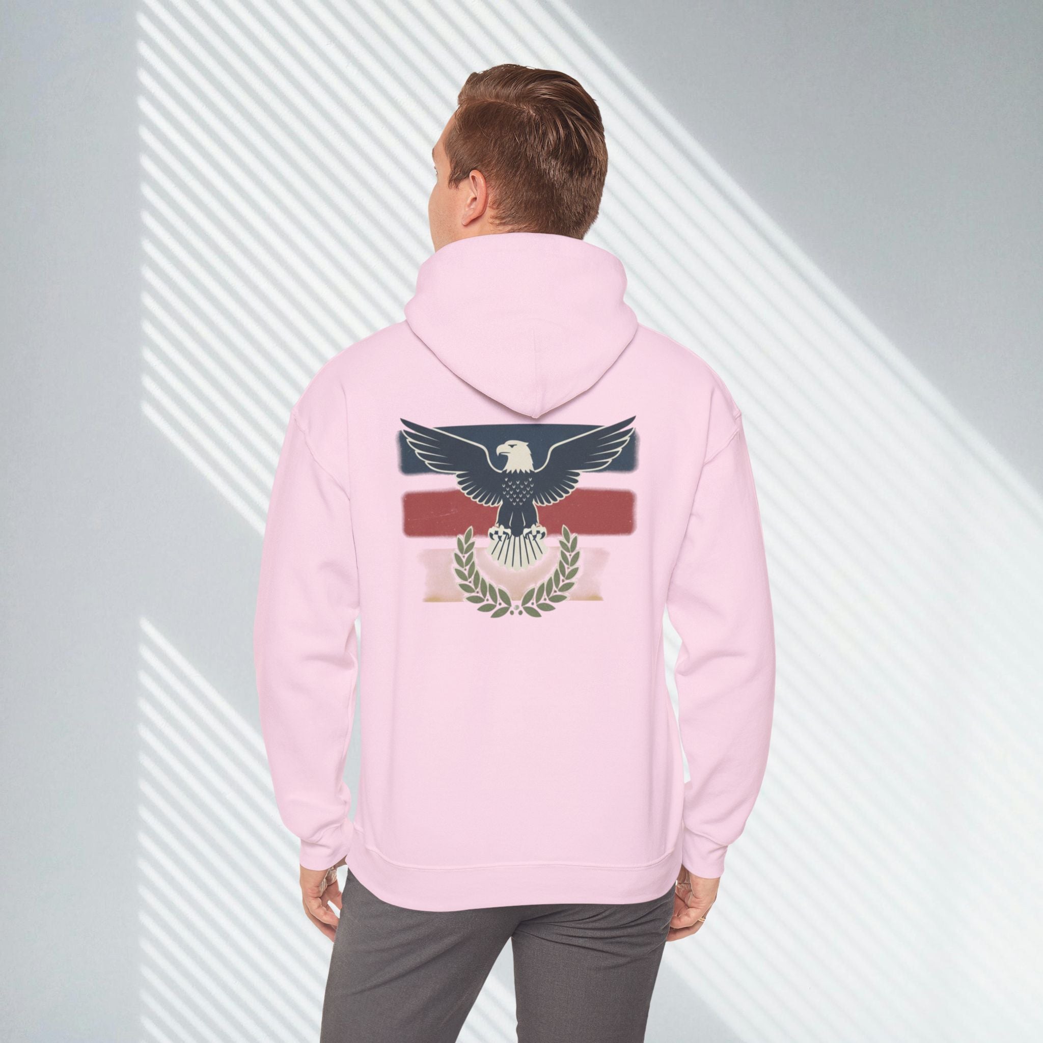 Pax Americana Eagle Hoodie - Vintage Flag & Laurel Design