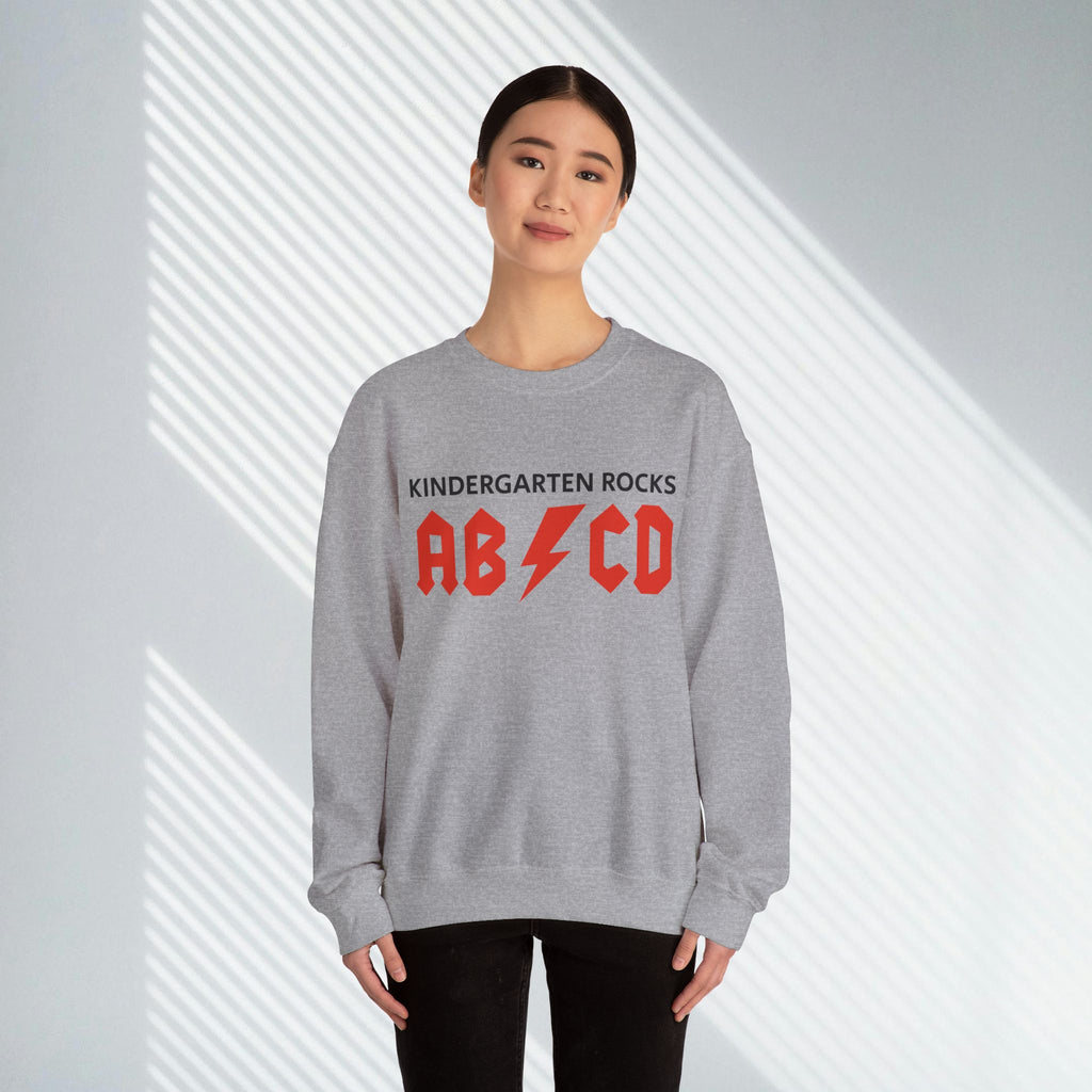 Kindergarten Rocks Sweatshirt — ACDC "ABCD" Band Parody Crewneck