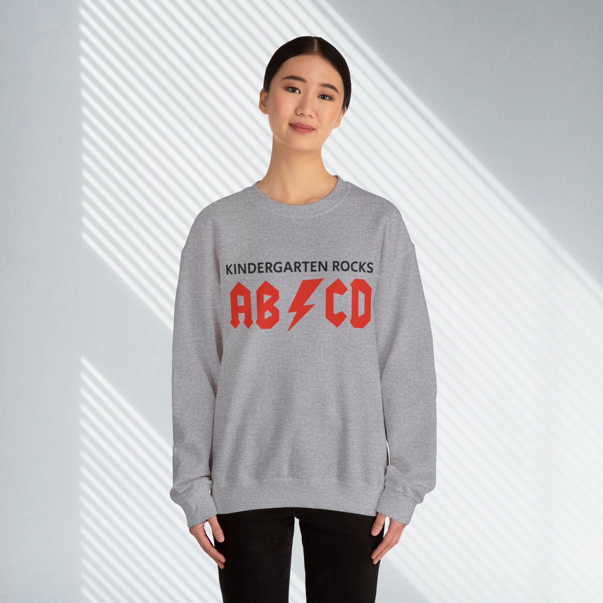 Kindergarten Rocks Sweatshirt — ACDC "ABCD" Band Parody Crewneck