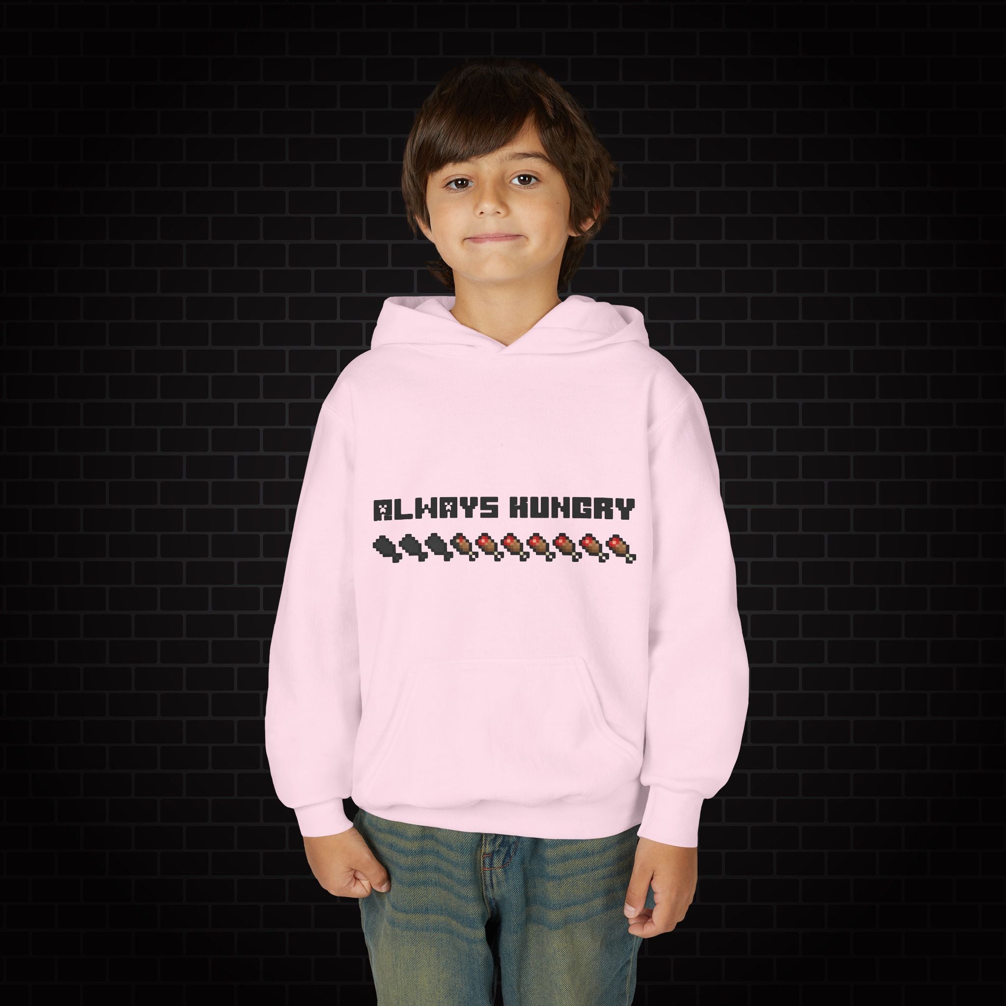 Youth Hoodie - "Always Hungry" Minecraft Hunger Bar