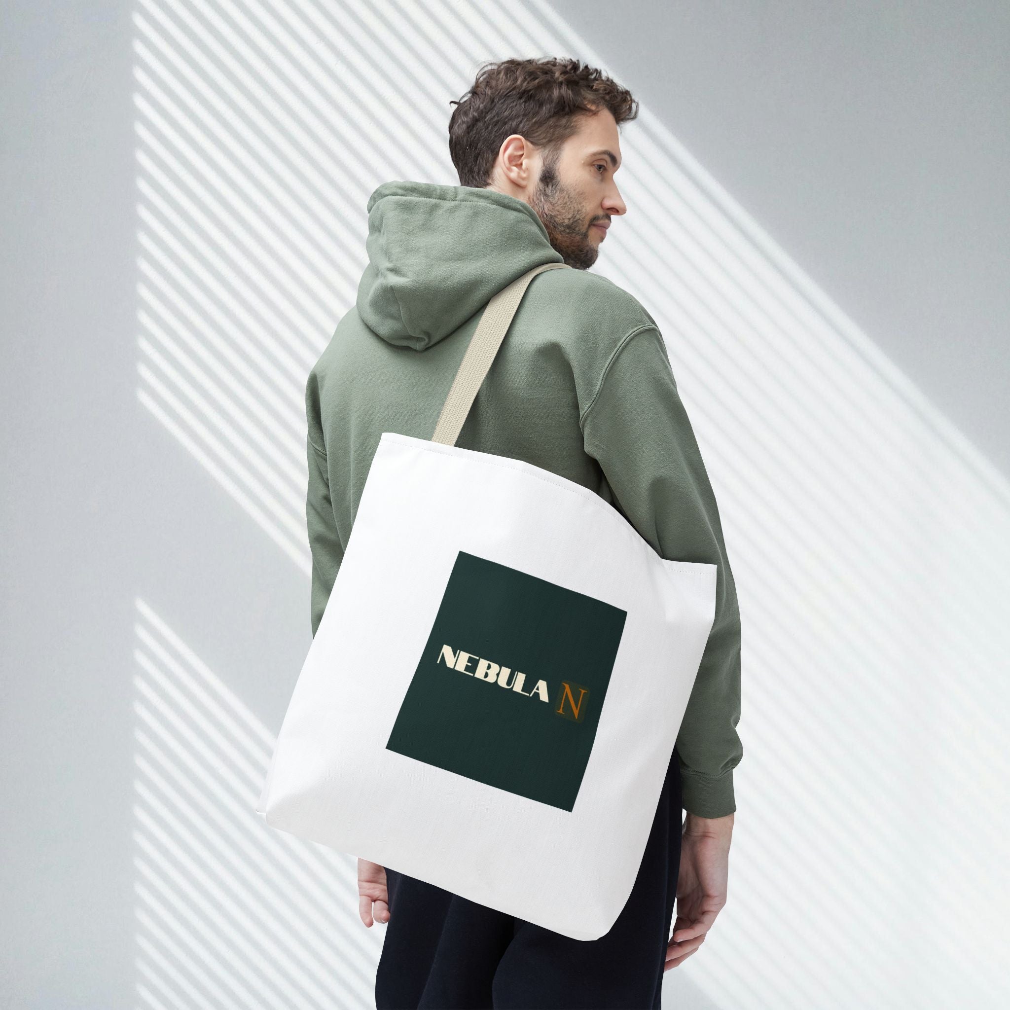 Nebula Line Tote Bag — Green Square Monogram Eco Tote