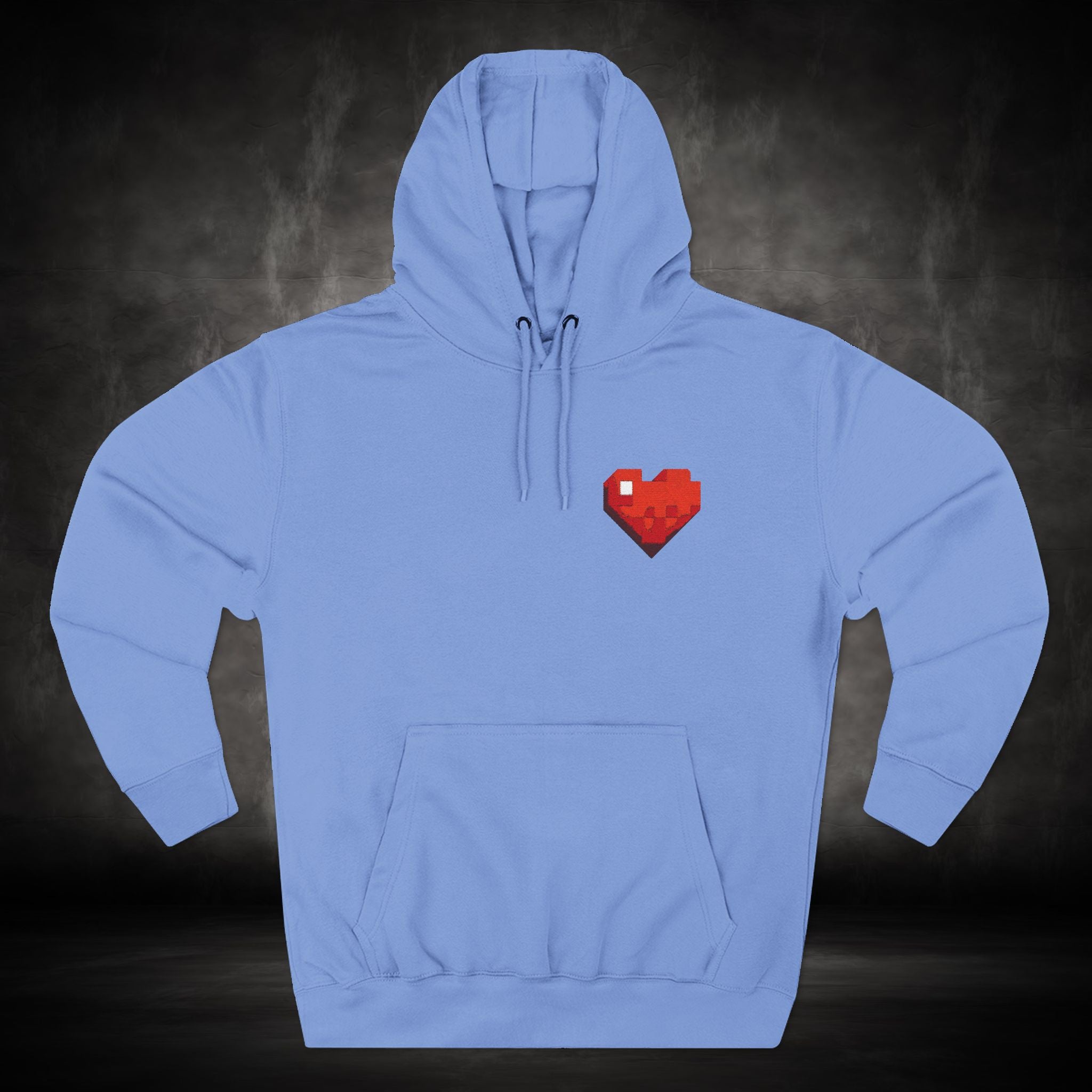 Three-Panel Fleece Hoodie with Embroidered Heart