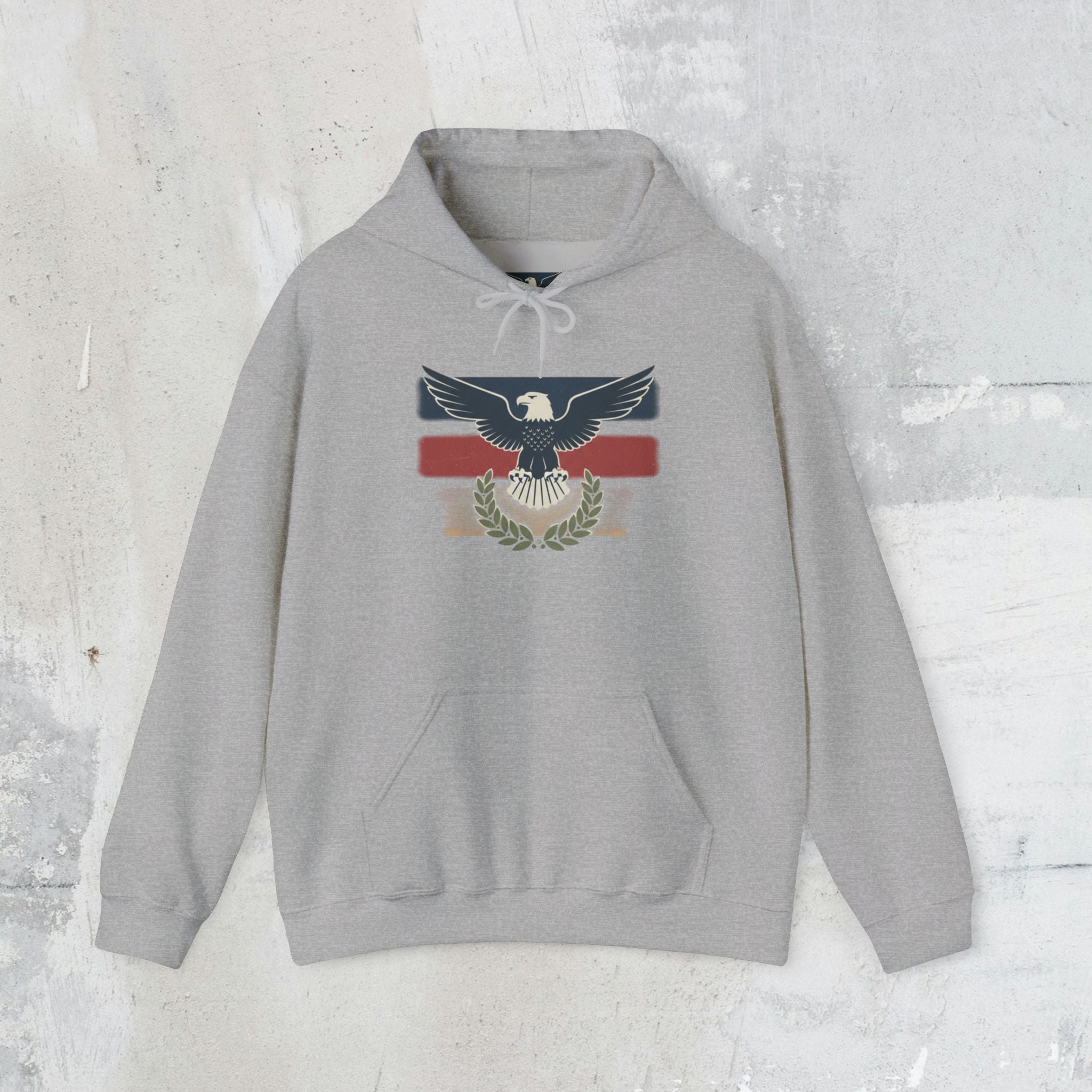 Pax Americana Eagle Hoodie - Vintage Flag & Laurel Design