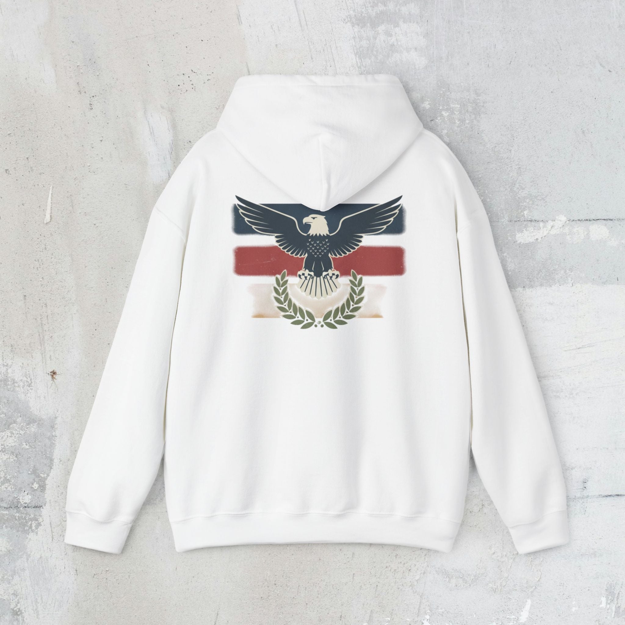 Pax Americana Eagle Hoodie - Vintage Flag & Laurel Design