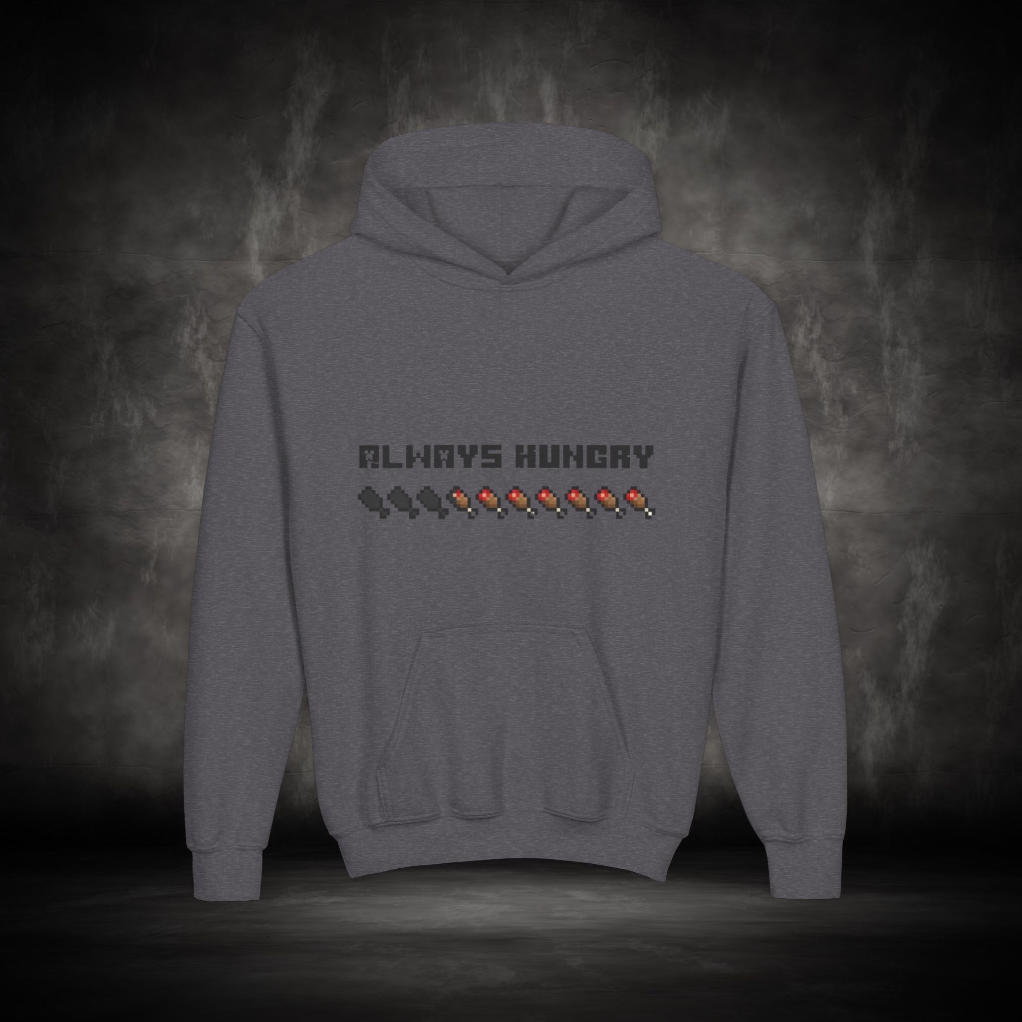 Youth Hoodie - "Always Hungry" Minecraft Hunger Bar