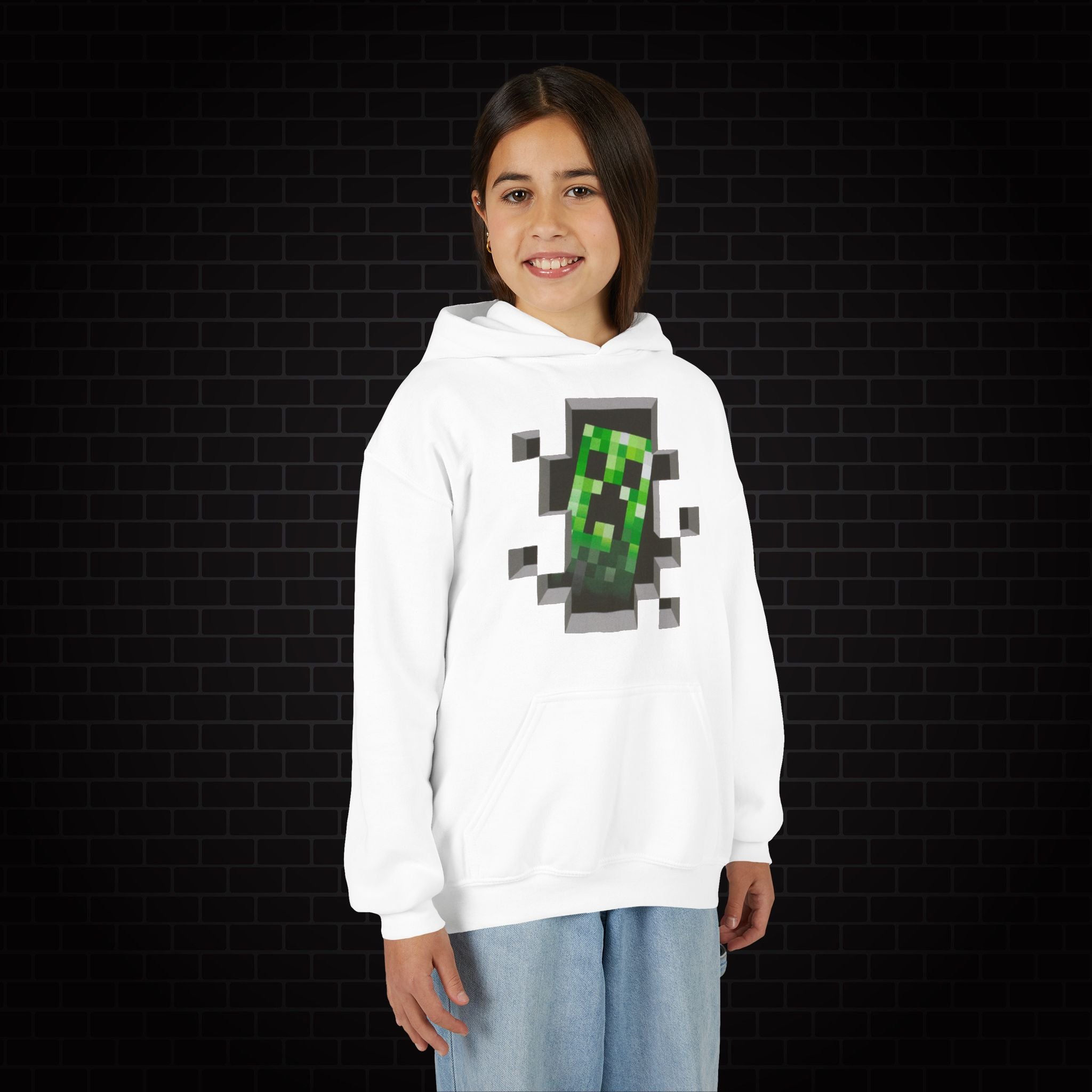 Youth Hoodie — Minecraft Creeper Gaming Sweatshirt