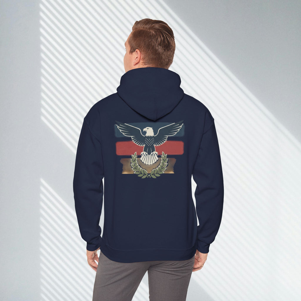 Pax Americana Eagle Hoodie - Vintage Flag & Laurel Design