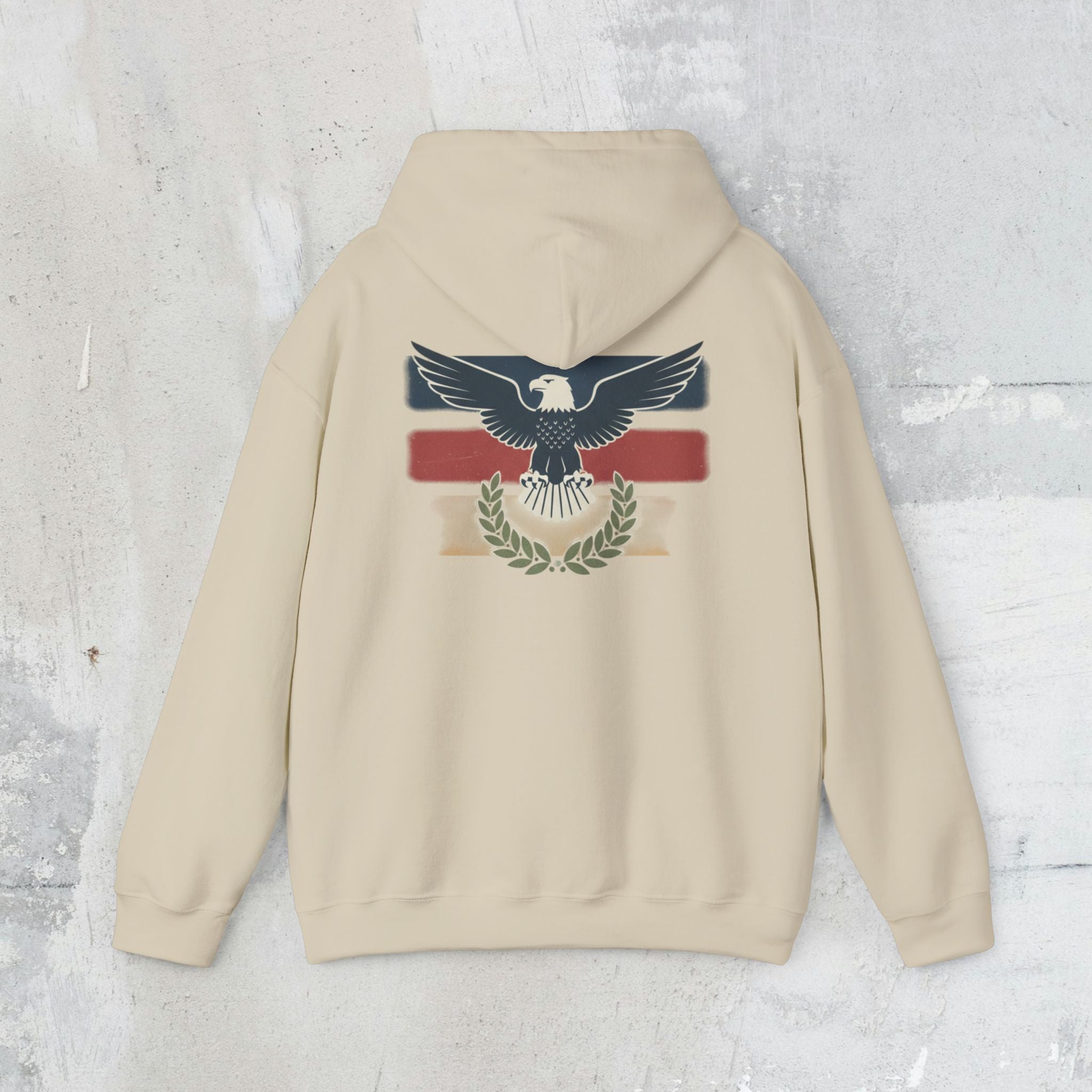 Pax Americana Eagle Hoodie - Vintage Flag & Laurel Design