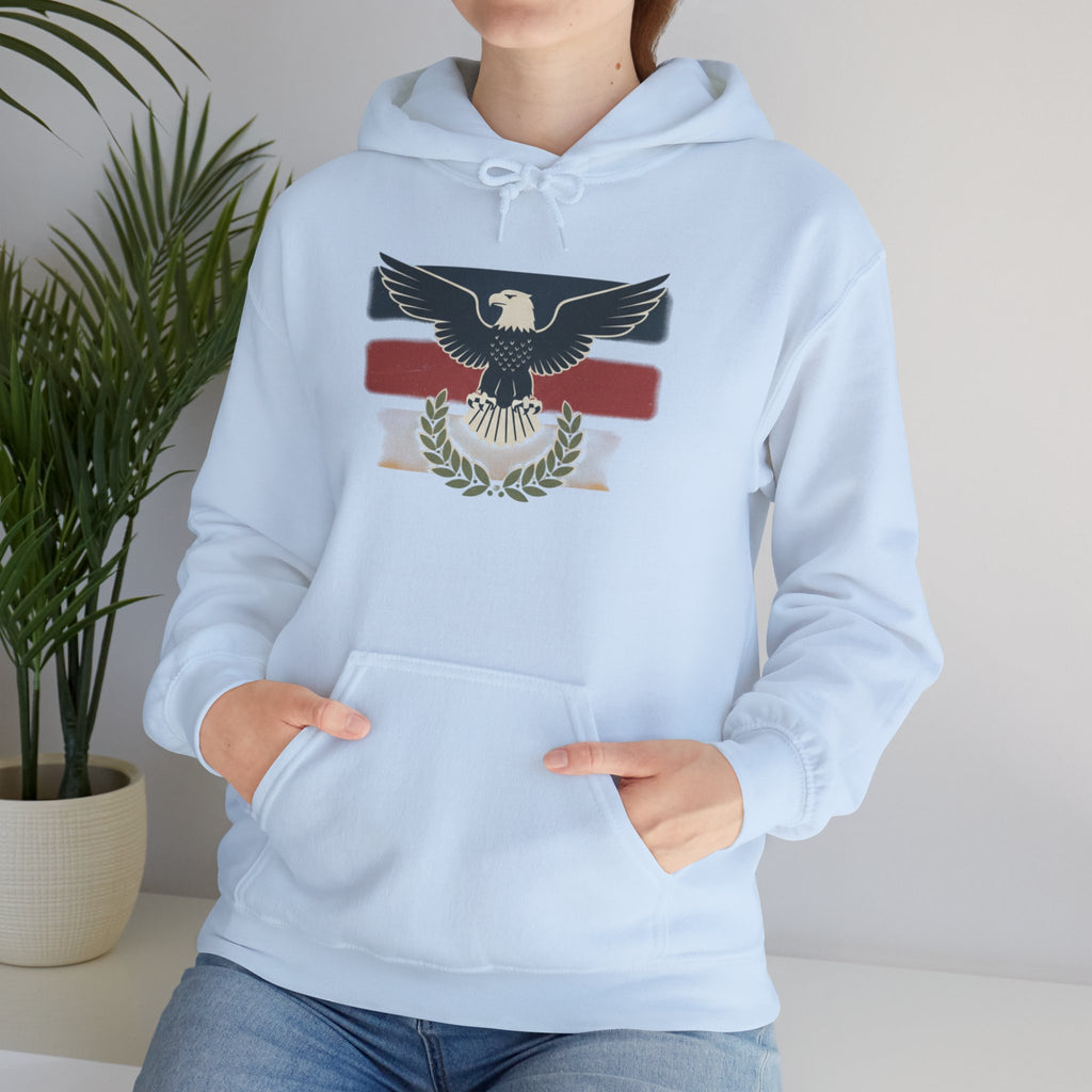 Pax Americana Eagle Hoodie - Vintage Flag & Laurel Design