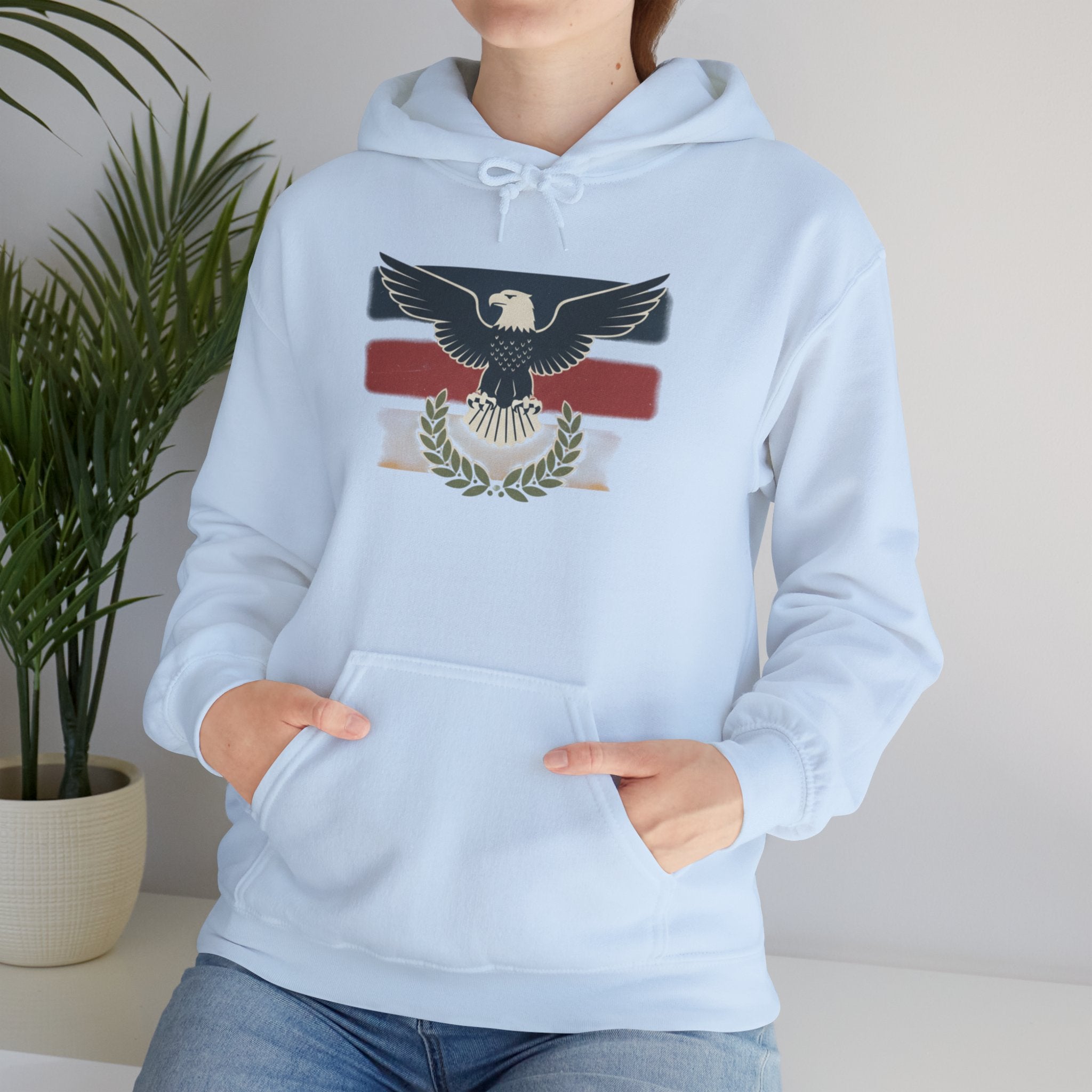 Pax Americana Eagle Hoodie - Vintage Flag & Laurel Design