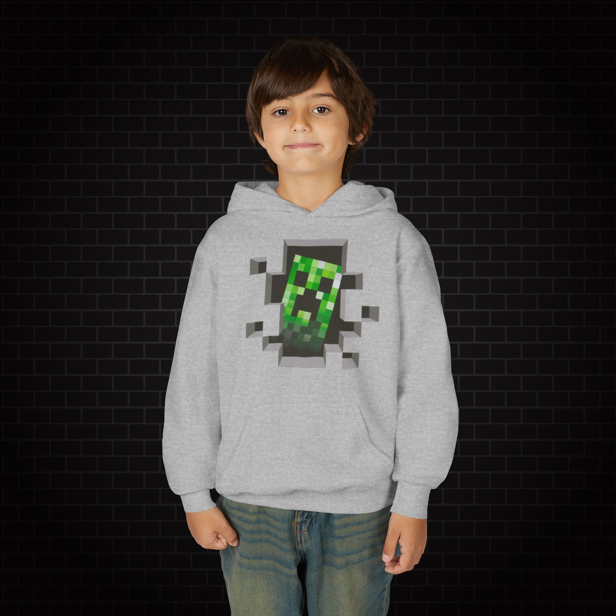 Youth Hoodie — Minecraft Creeper Gaming Sweatshirt