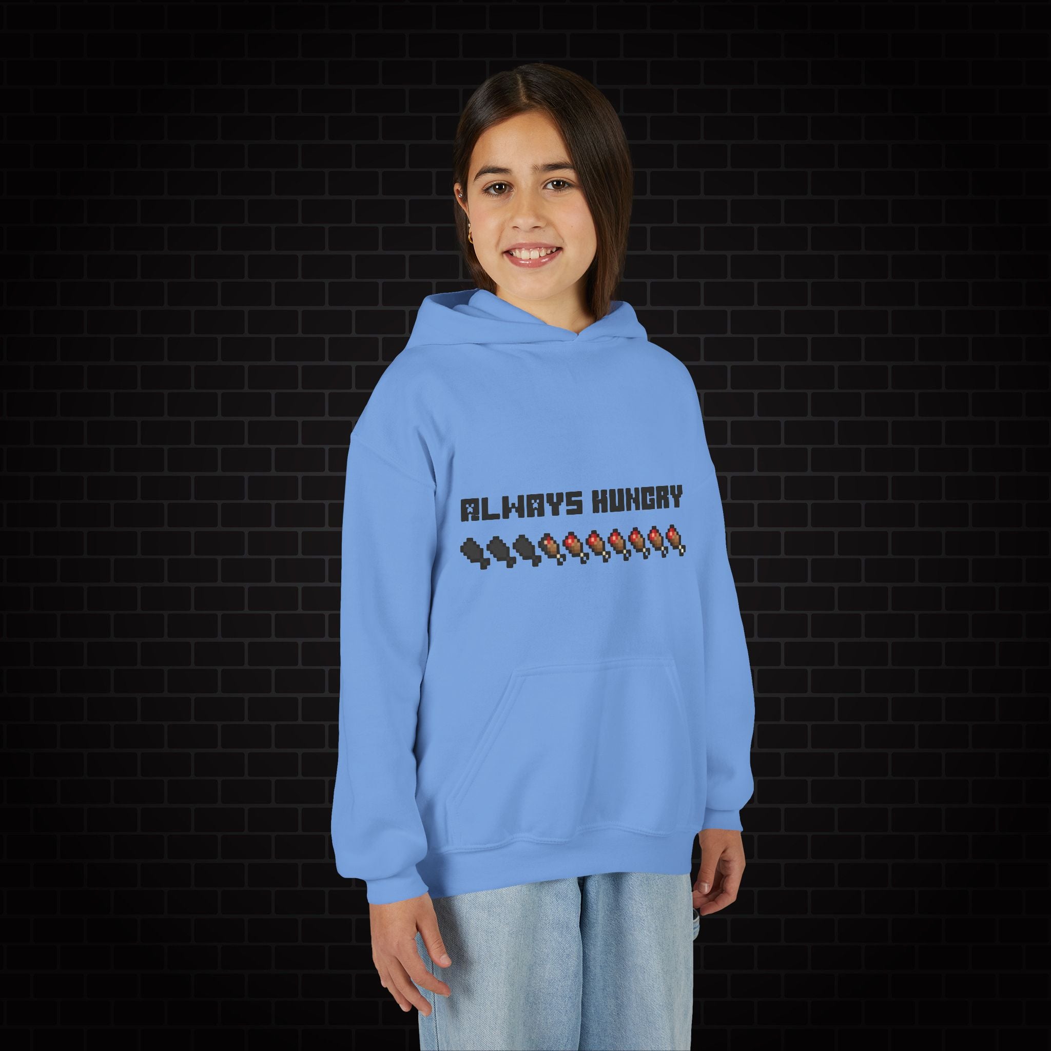 Youth Hoodie - "Always Hungry" Minecraft Hunger Bar