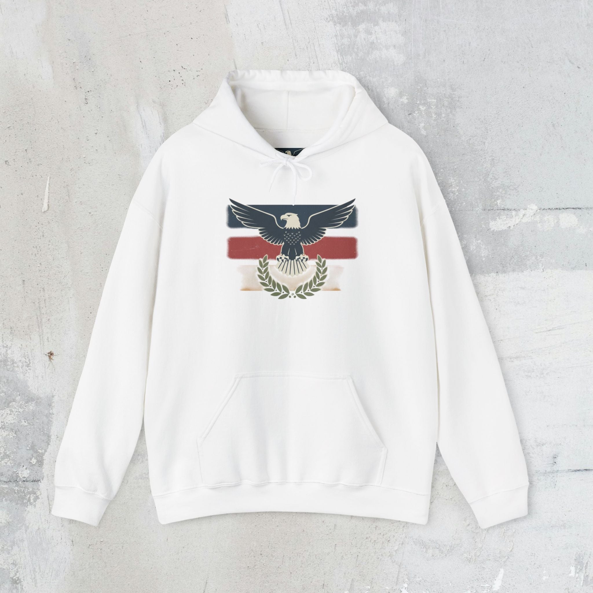 Pax Americana Eagle Hoodie - Vintage Flag & Laurel Design
