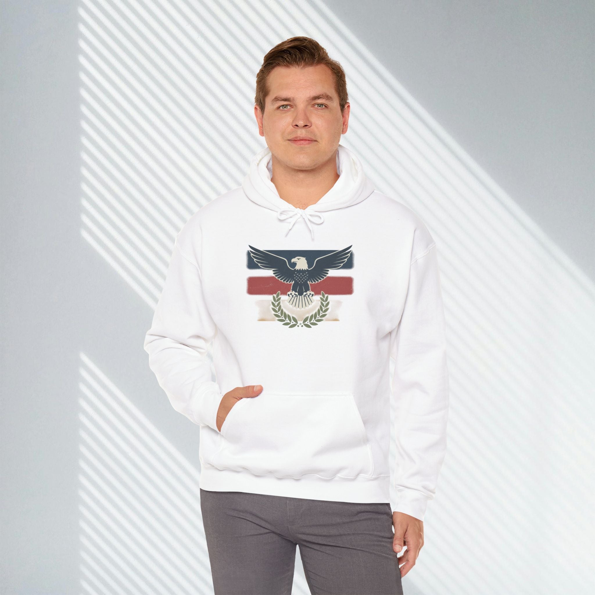 Pax Americana Eagle Hoodie - Vintage Flag & Laurel Design