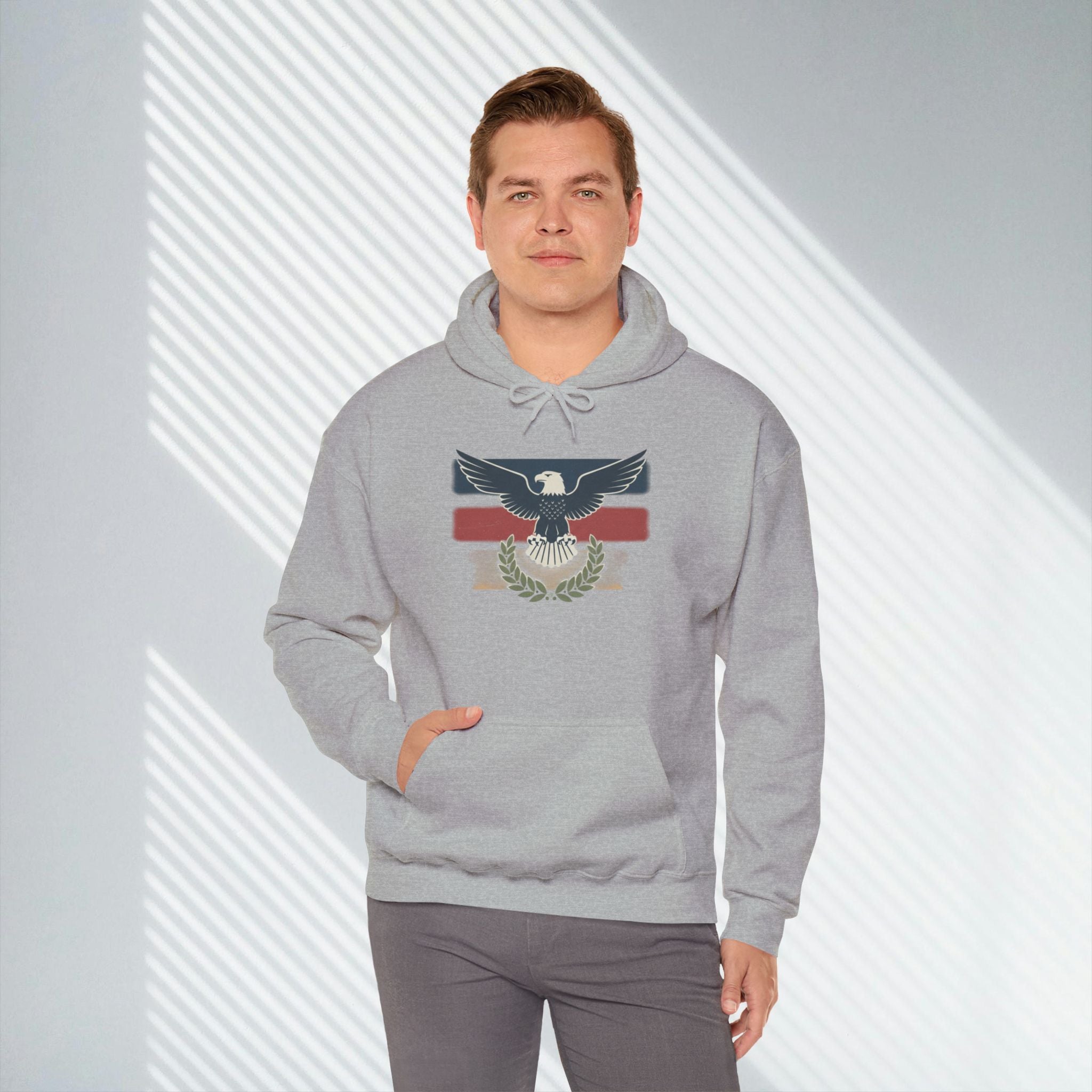 Pax Americana Eagle Hoodie - Vintage Flag & Laurel Design