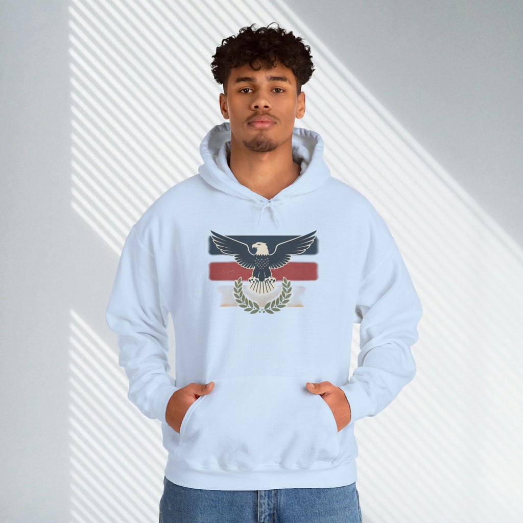 Pax Americana Eagle Hoodie - Vintage Flag & Laurel Design