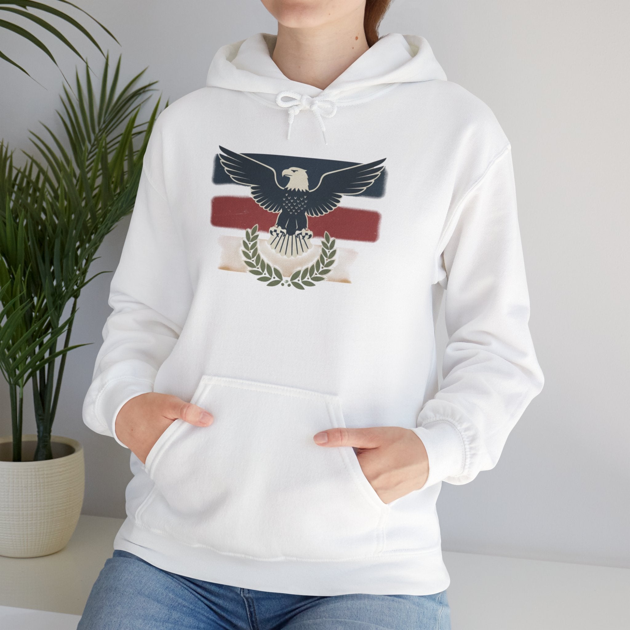 Pax Americana Eagle Hoodie - Vintage Flag & Laurel Design