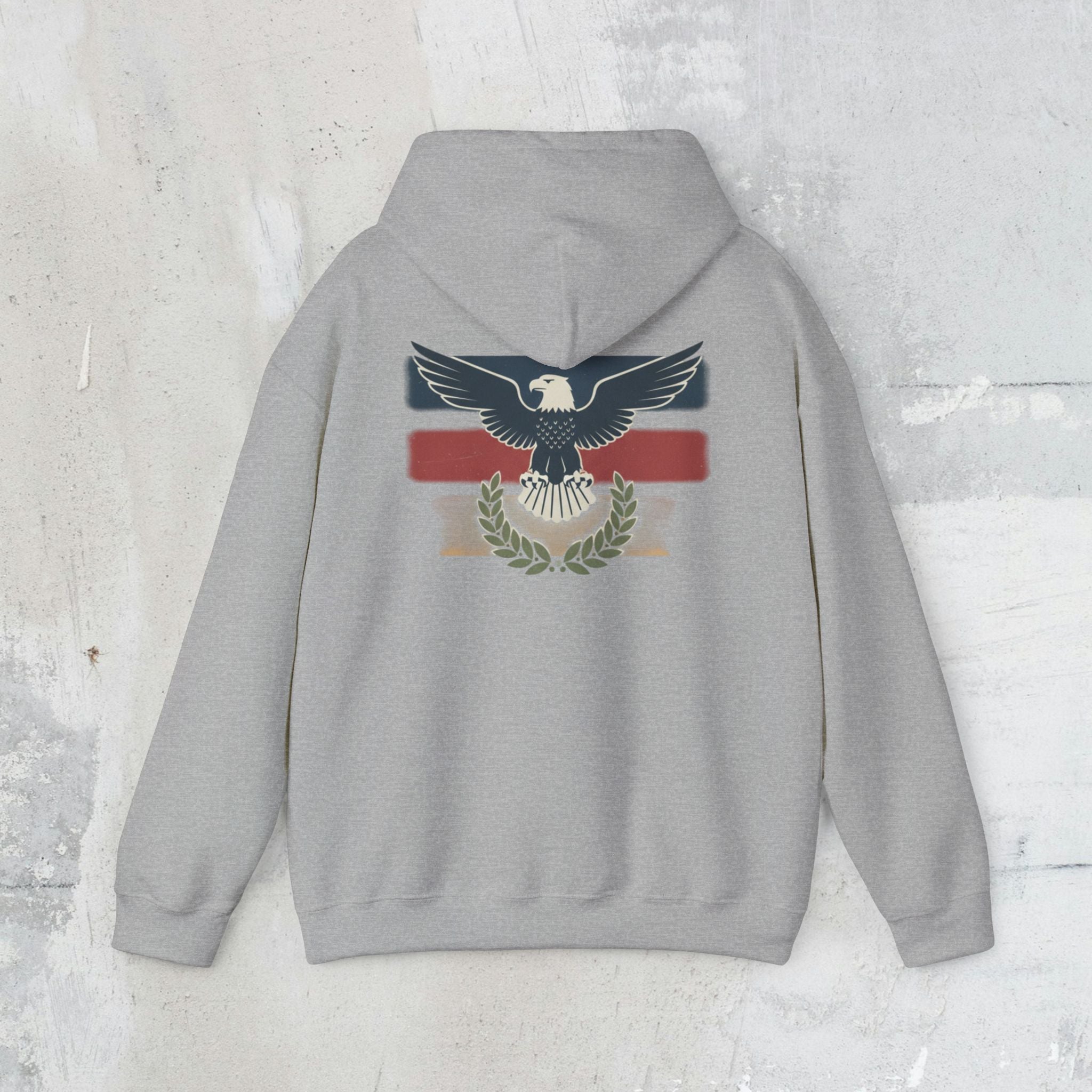 Pax Americana Eagle Hoodie - Vintage Flag & Laurel Design