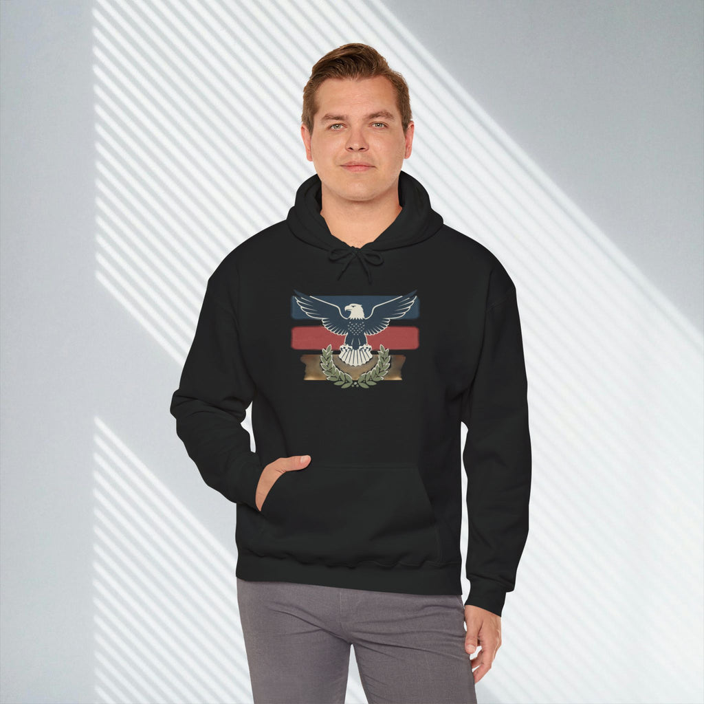 Pax Americana Eagle Hoodie - Vintage Flag & Laurel Design