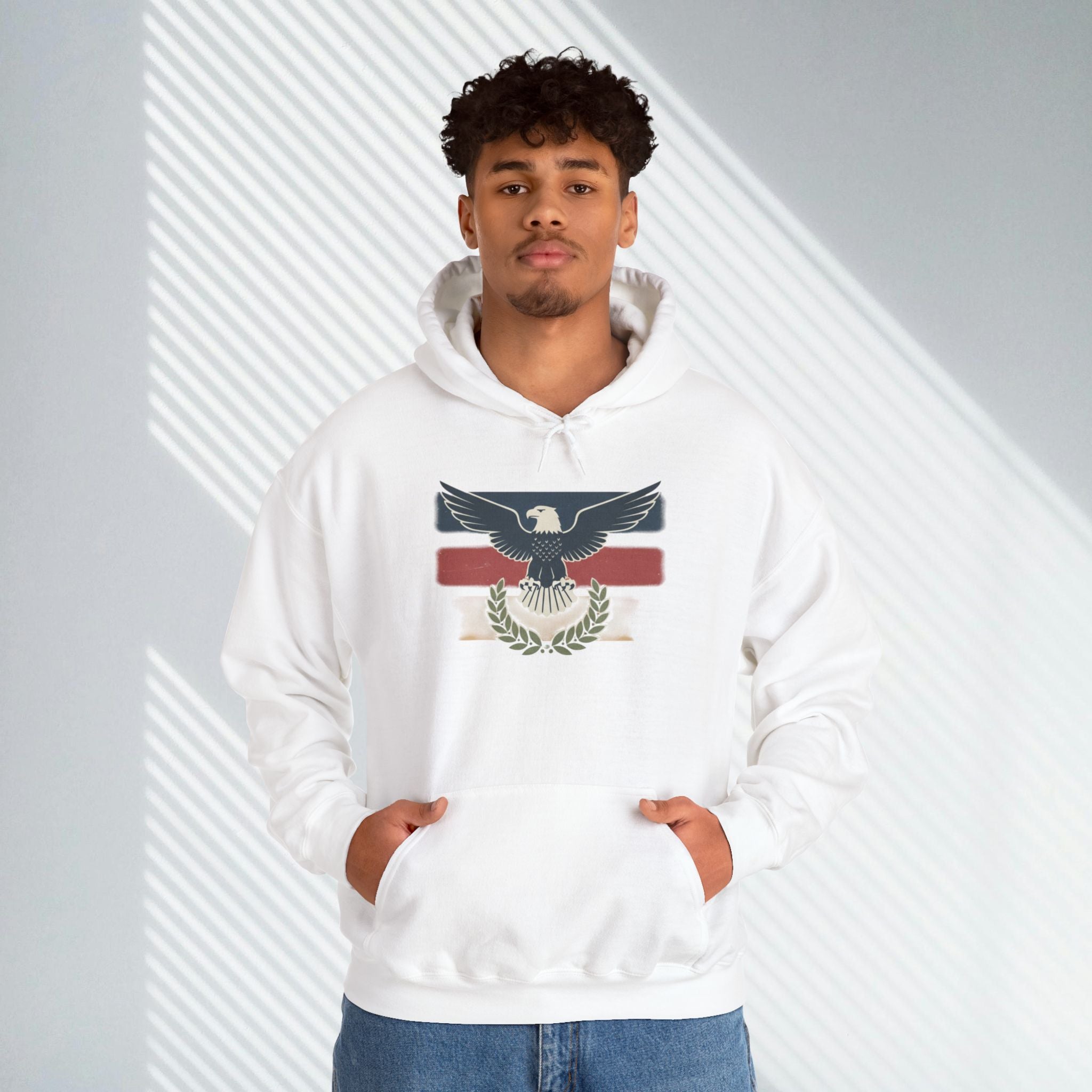 Pax Americana Eagle Hoodie - Vintage Flag & Laurel Design