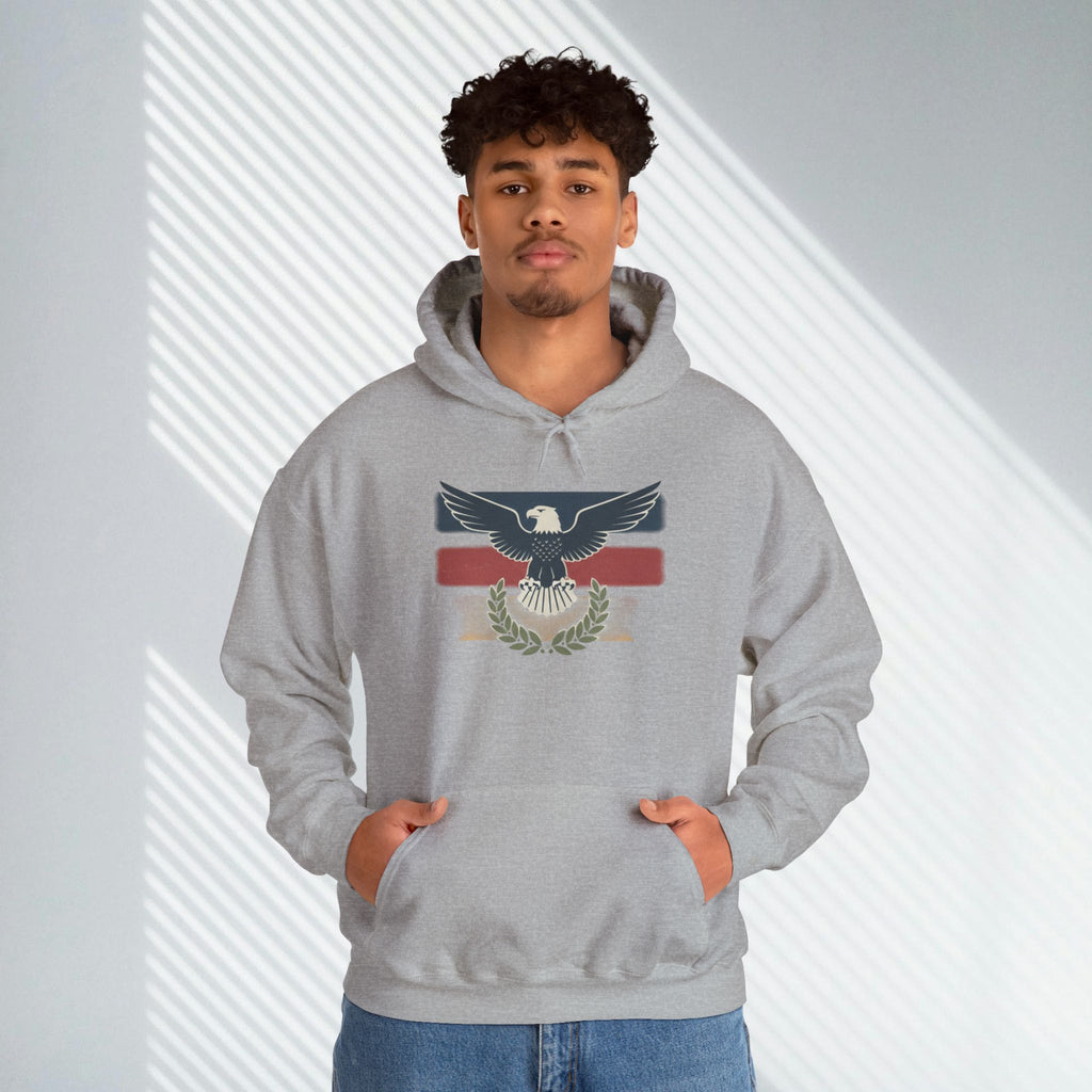 Pax Americana Eagle Hoodie - Vintage Flag & Laurel Design