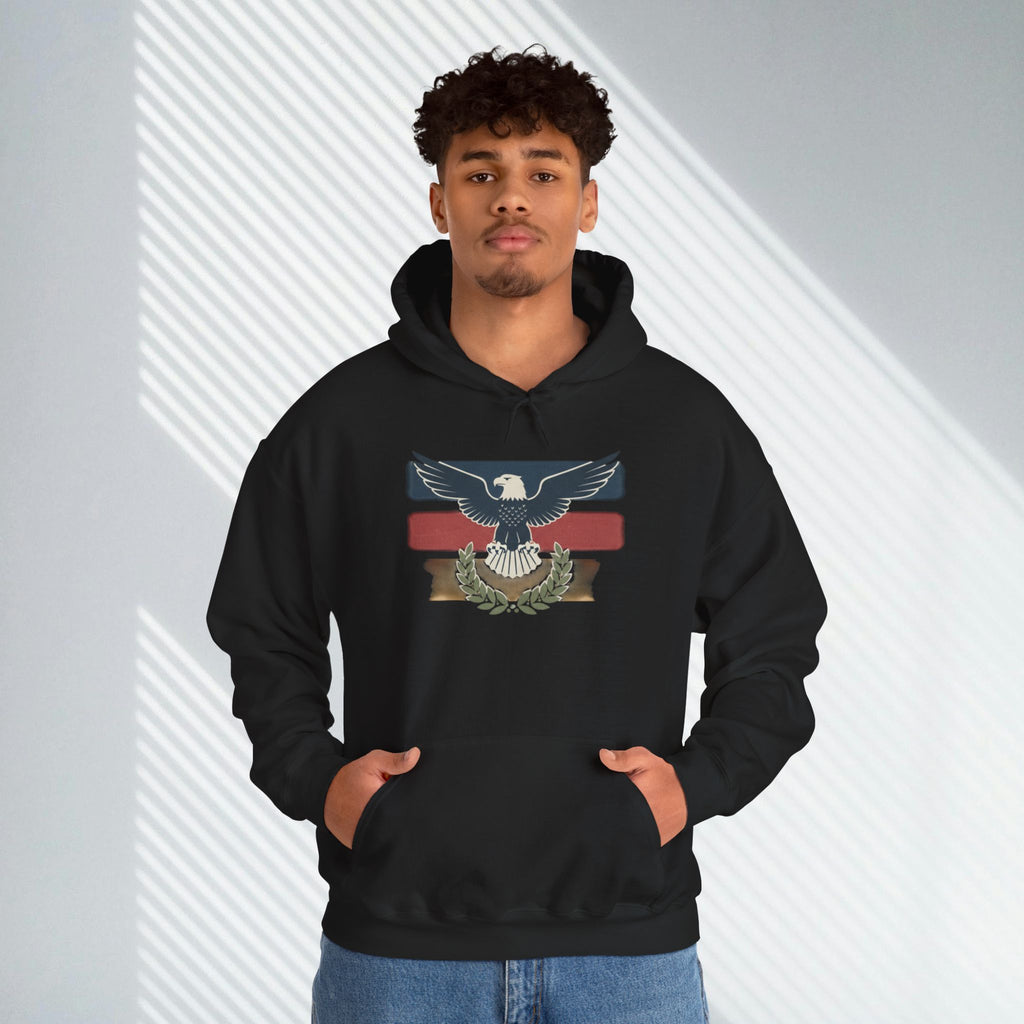 Pax Americana Eagle Hoodie - Vintage Flag & Laurel Design