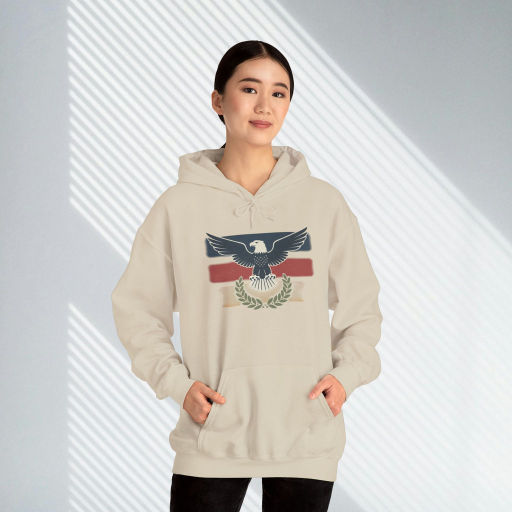 Pax Americana Eagle Hoodie - Vintage Flag & Laurel Design
