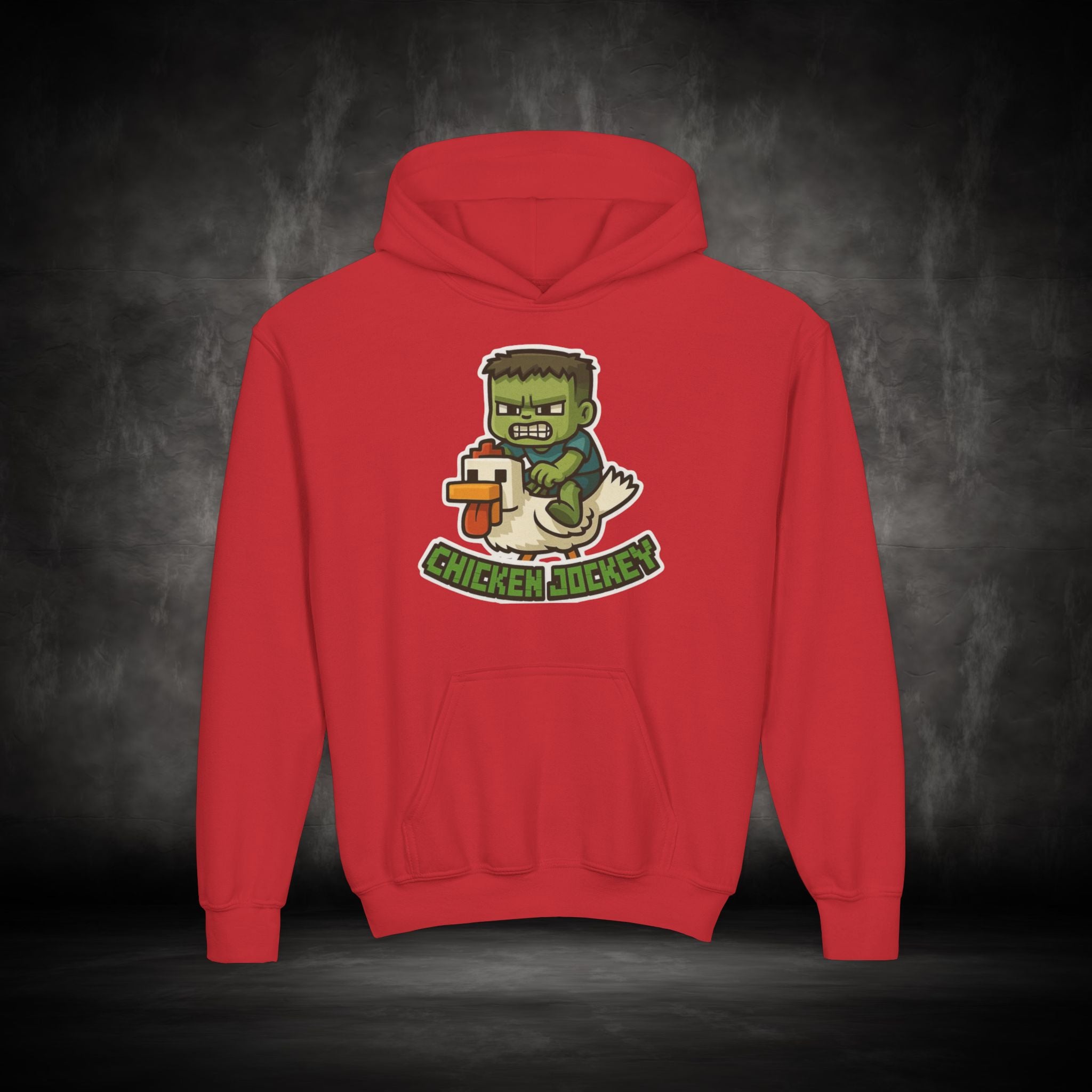 Youth Hoodie — "Chicken Jockey" Minecraft Kids Hooded Sweatshirt