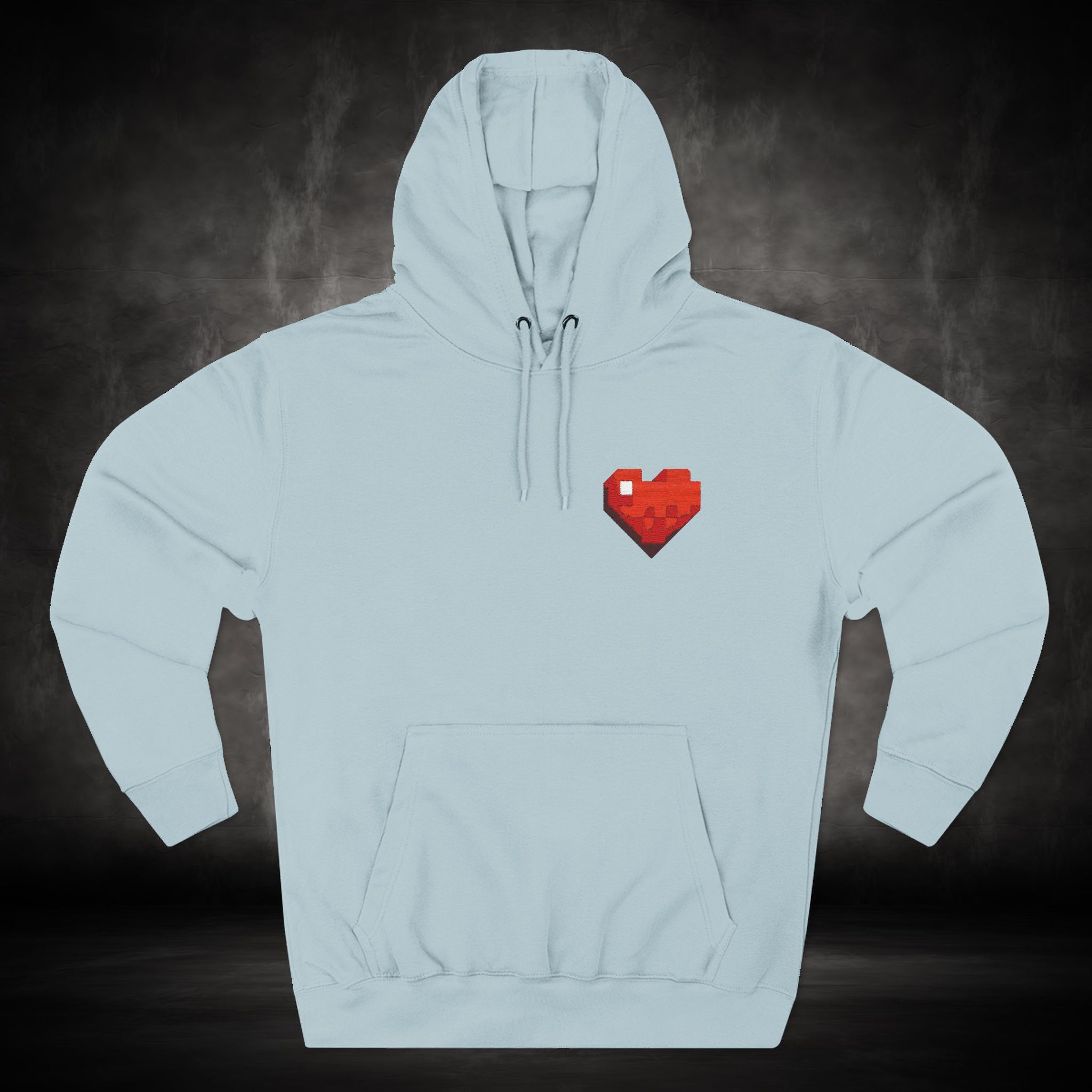 Three-Panel Fleece Hoodie with Embroidered Heart