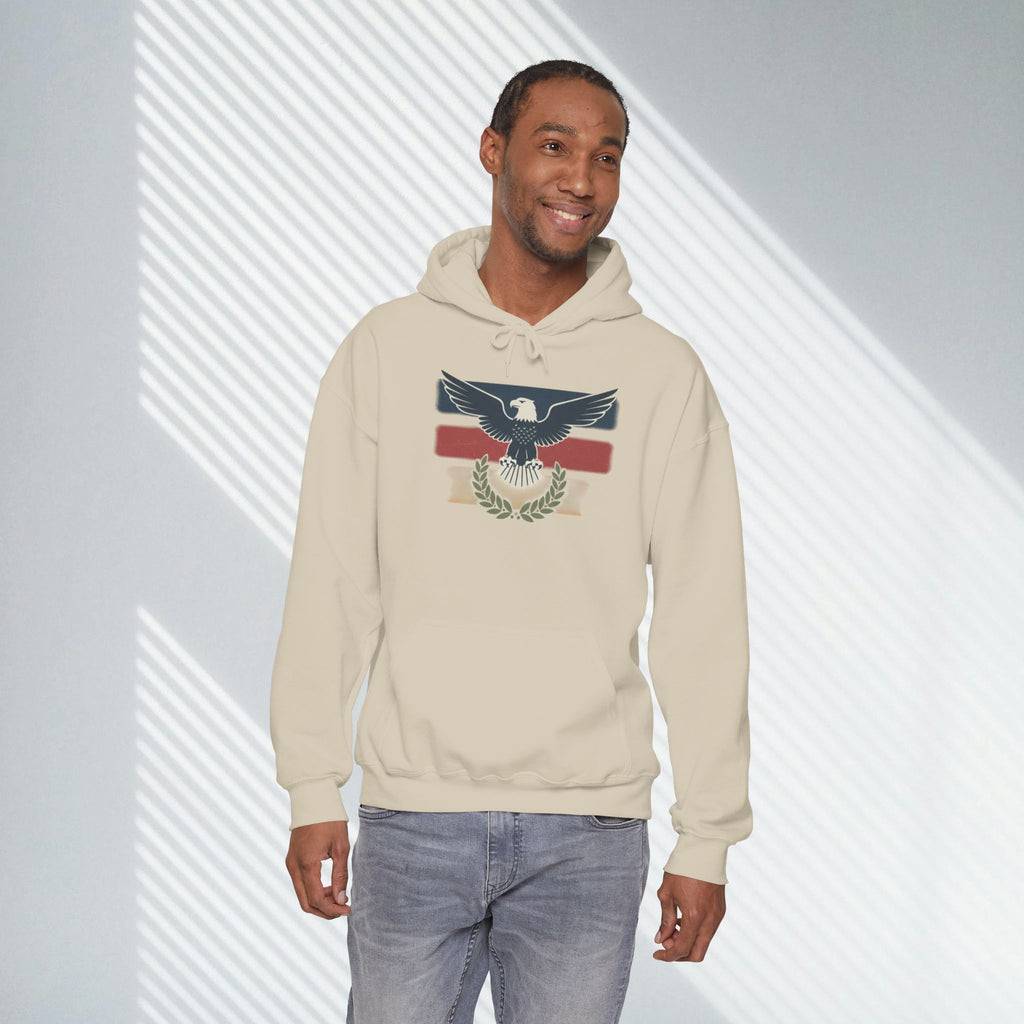 Pax Americana Eagle Hoodie - Vintage Flag & Laurel Design