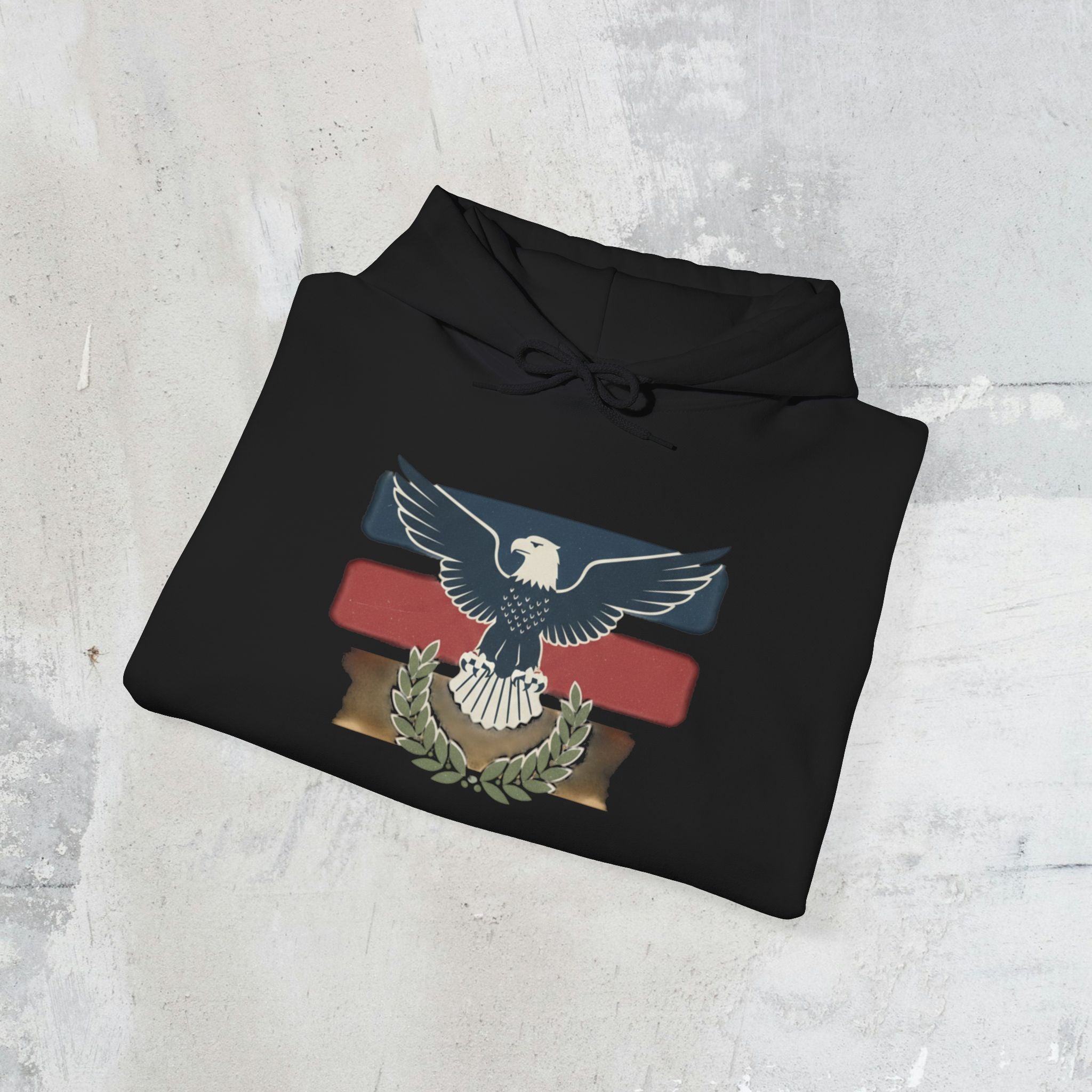 Pax Americana Eagle Hoodie - Vintage Flag & Laurel Design