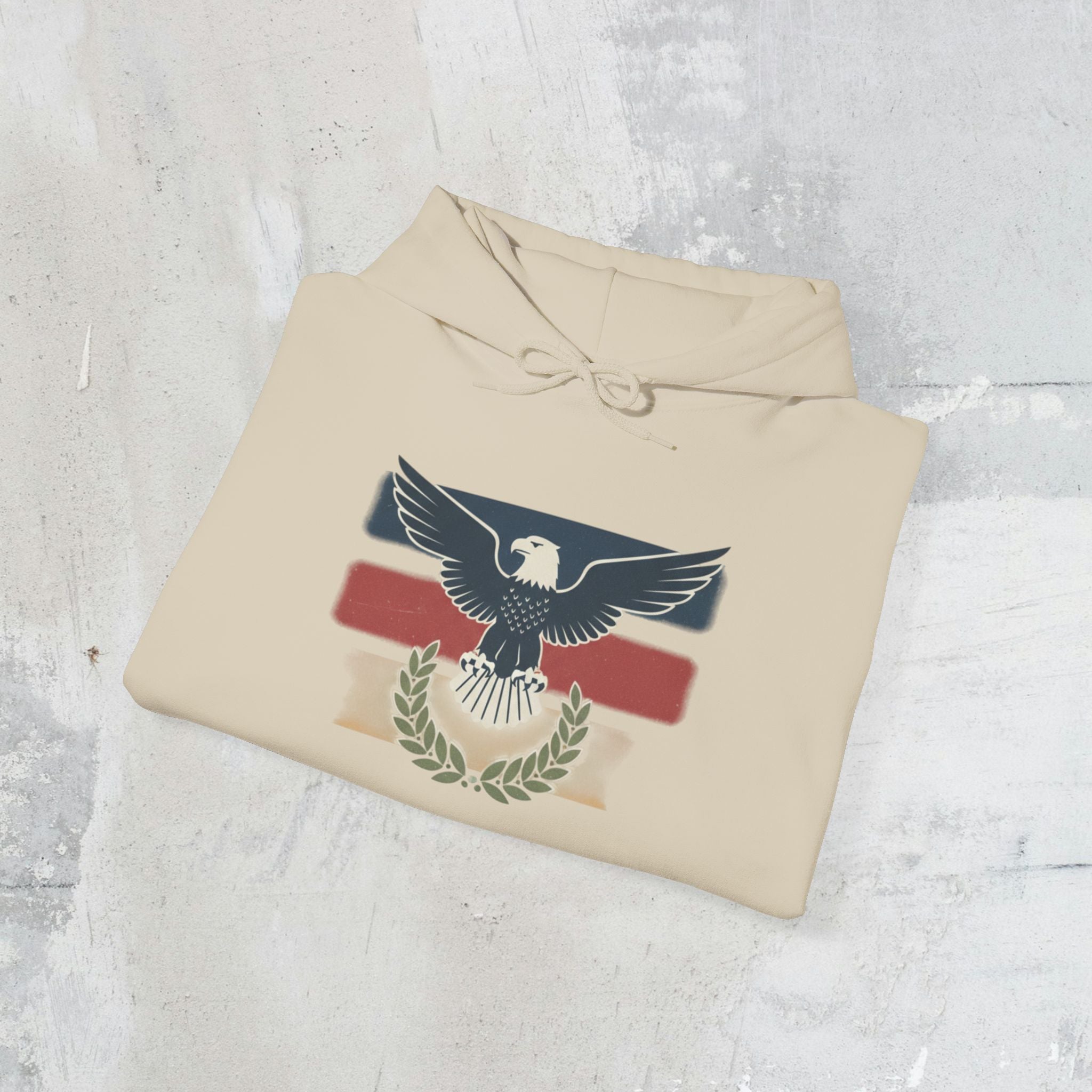 Pax Americana Eagle Hoodie - Vintage Flag & Laurel Design