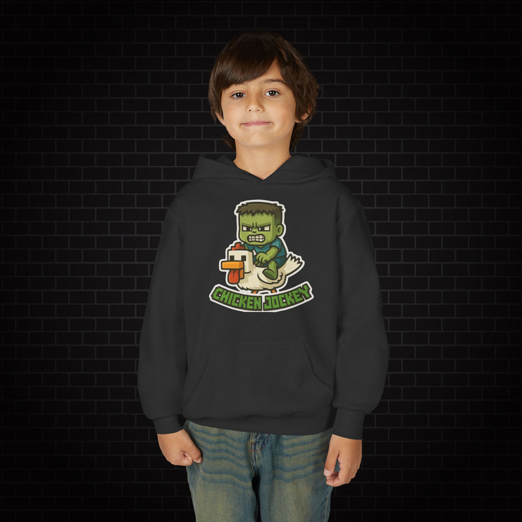 Youth Hoodie — "Chicken Jockey" Minecraft Kids Hooded Sweatshirt