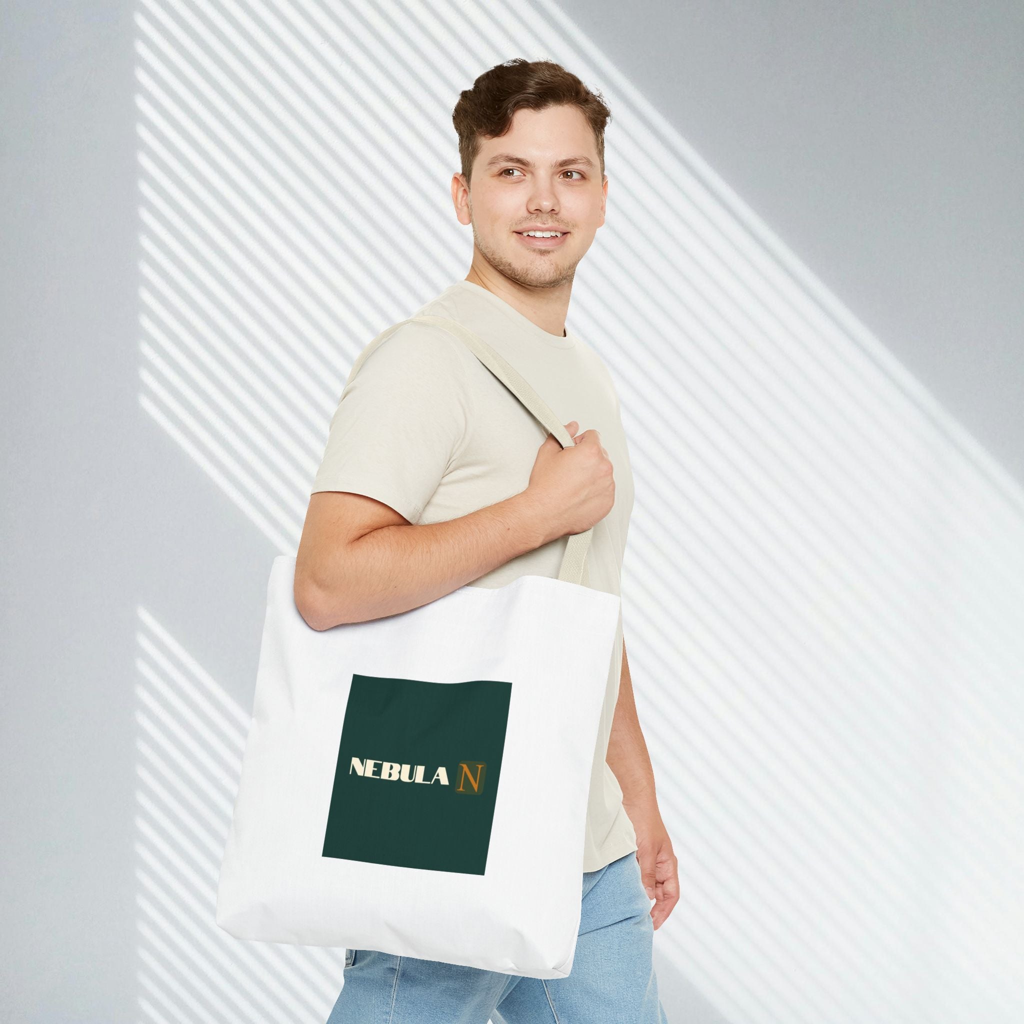 Nebula Line Tote Bag — Green Square Monogram Eco Tote
