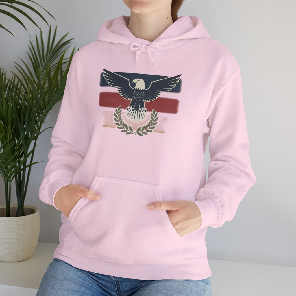 Pax Americana Eagle Hoodie - Vintage Flag & Laurel Design