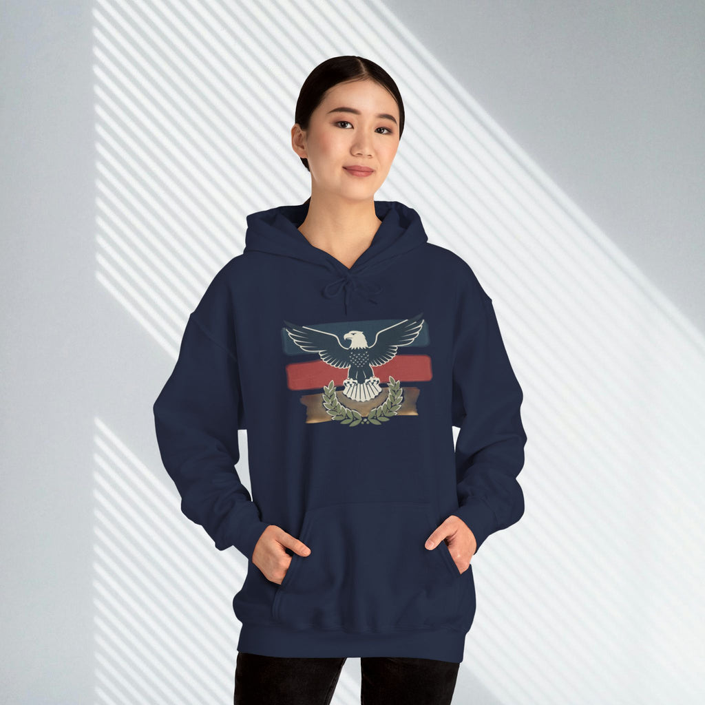 Pax Americana Eagle Hoodie - Vintage Flag & Laurel Design