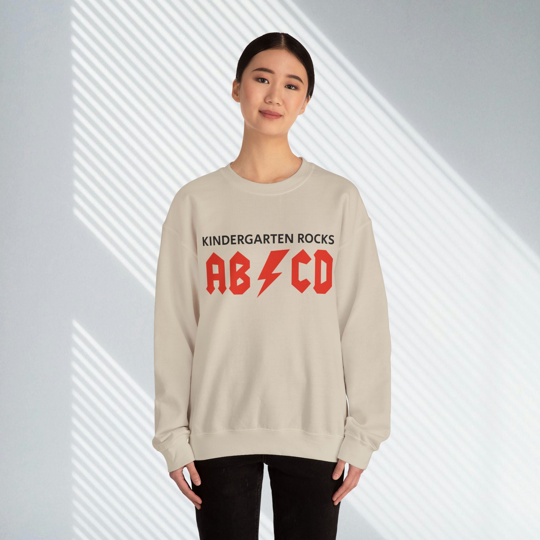 Kindergarten Rocks Sweatshirt — ACDC "ABCD" Band Parody Crewneck