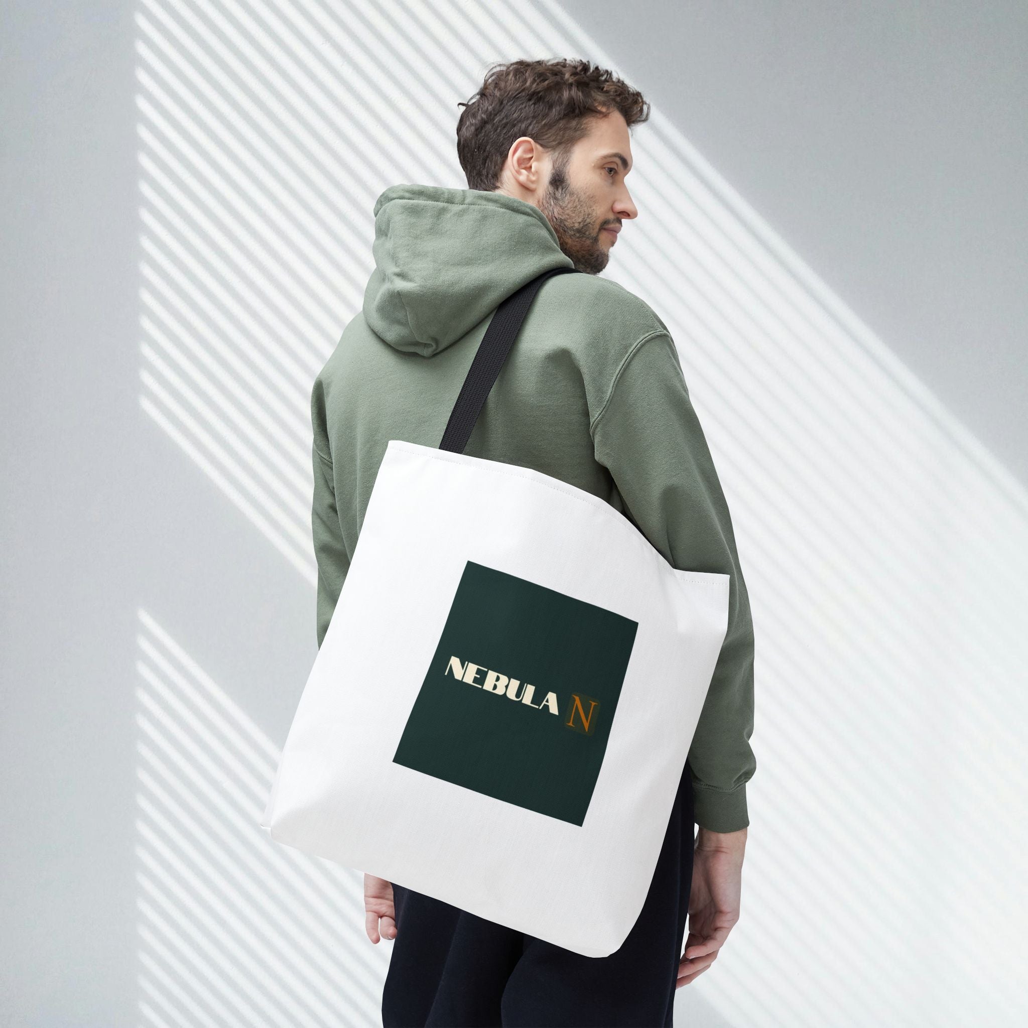 Nebula Line Tote Bag — Green Square Monogram Eco Tote