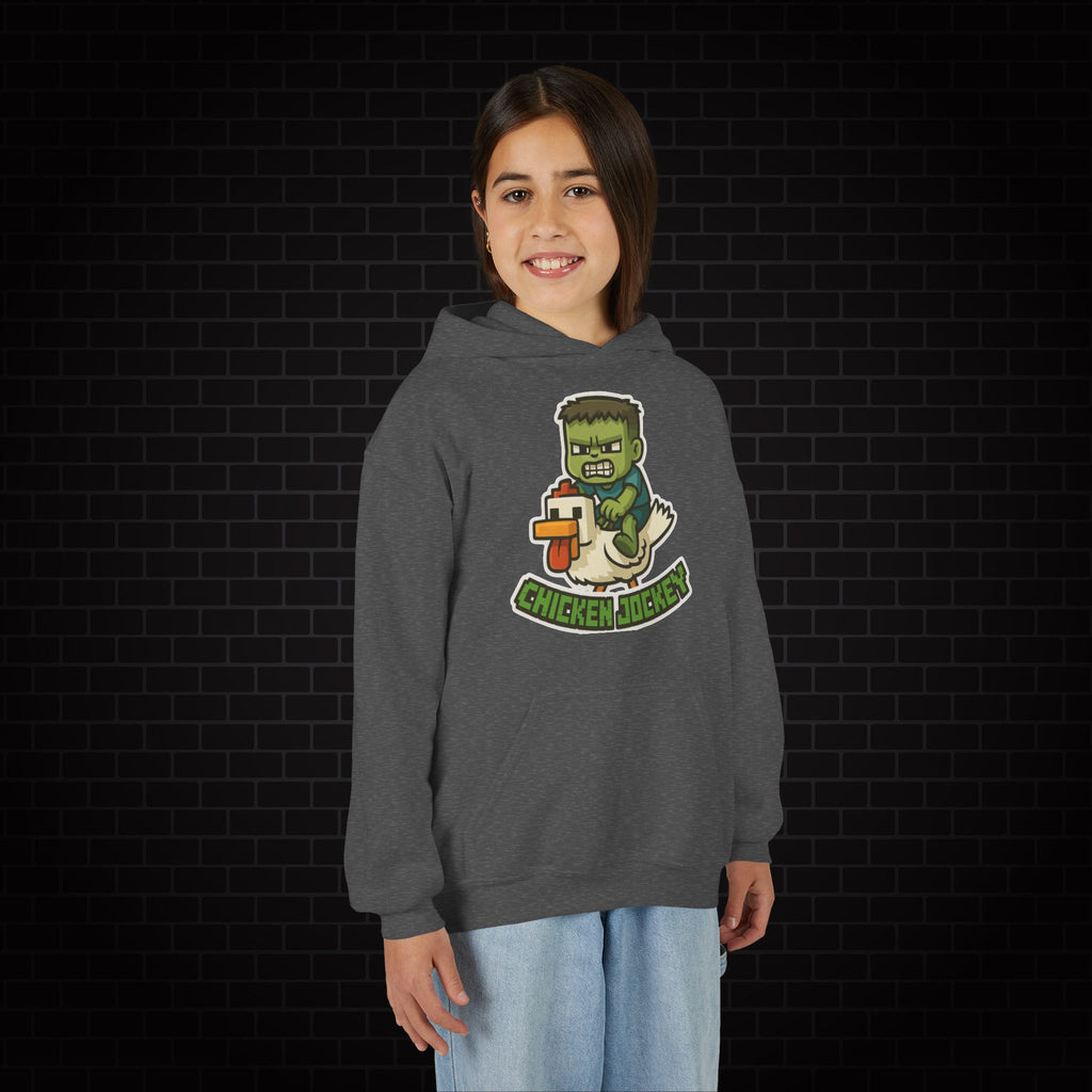 Youth Hoodie — "Chicken Jockey" Minecraft Kids Hooded Sweatshirt