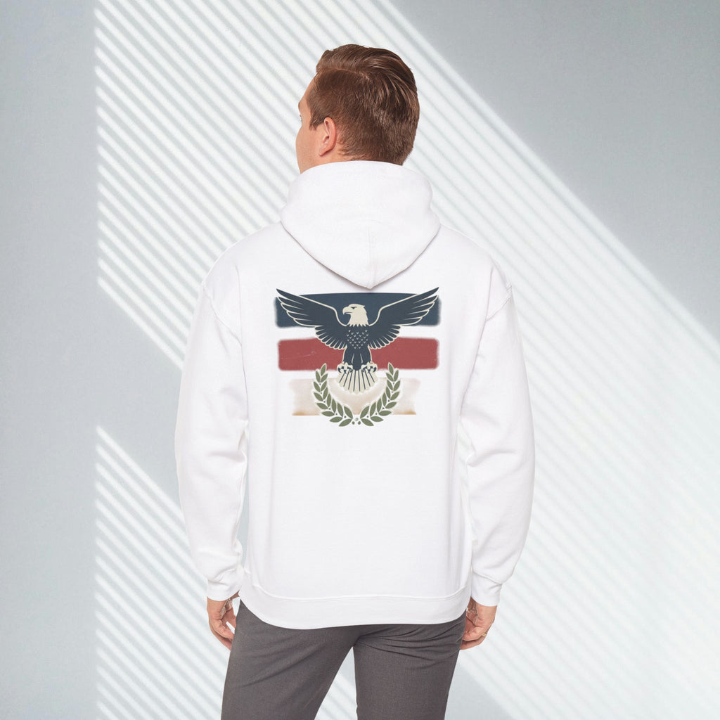 Pax Americana Eagle Hoodie - Vintage Flag & Laurel Design
