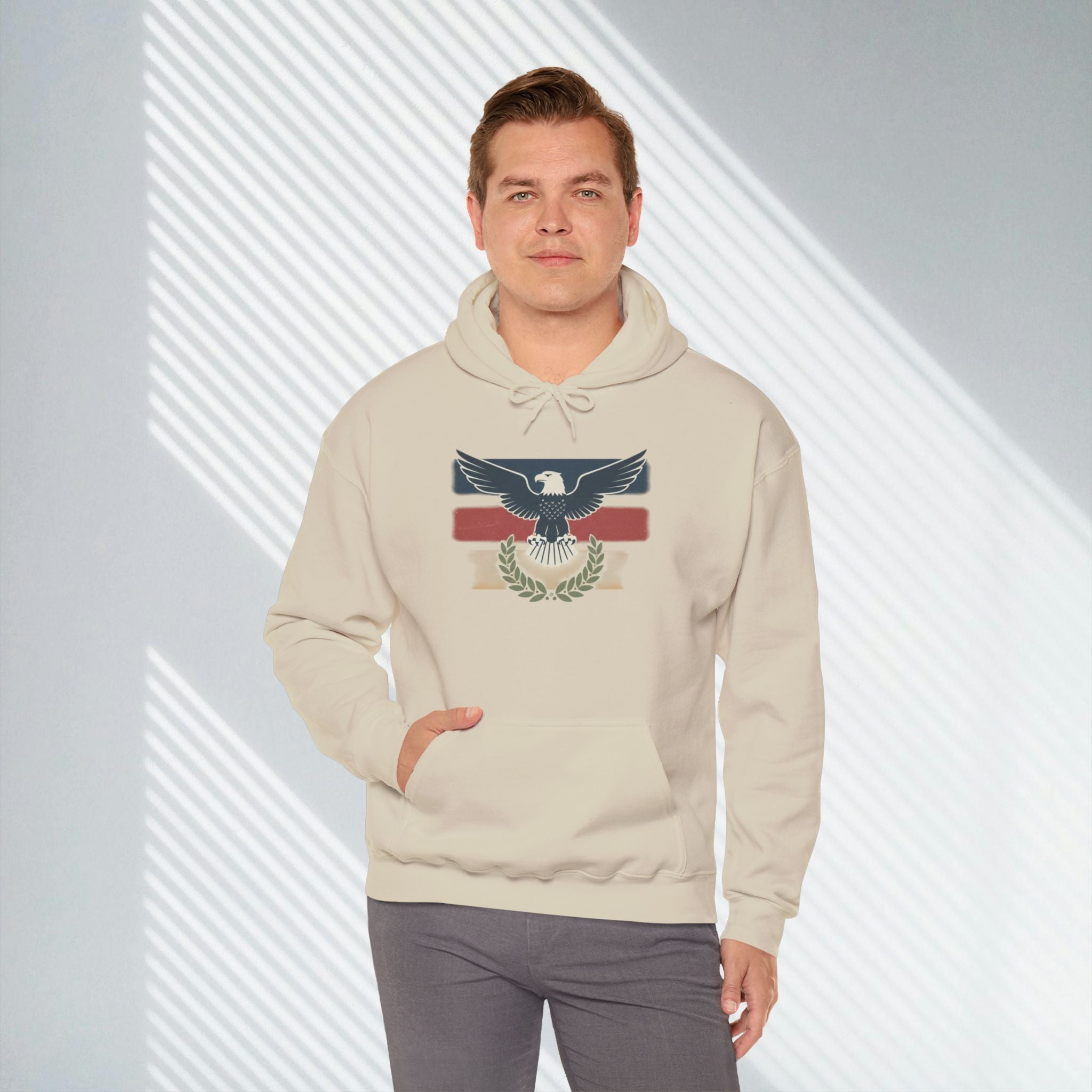 Pax Americana Eagle Hoodie - Vintage Flag & Laurel Design